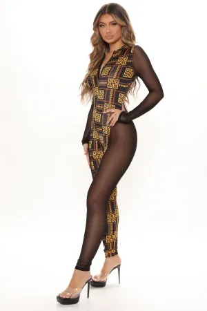 All Things Expensive Jumpsuit - Black/combo