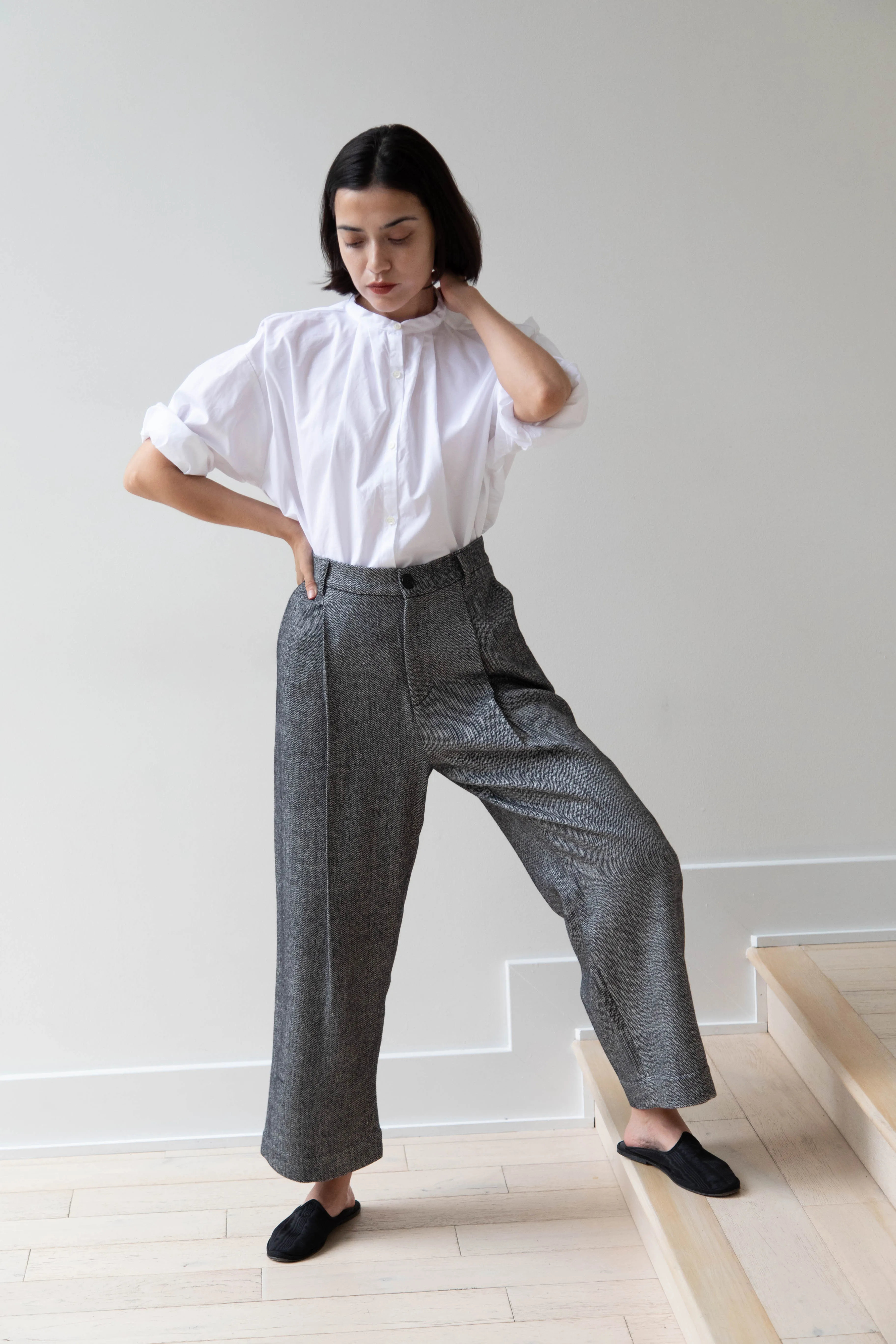Asciari | Seline Trousers in Wool Silk Herringbone