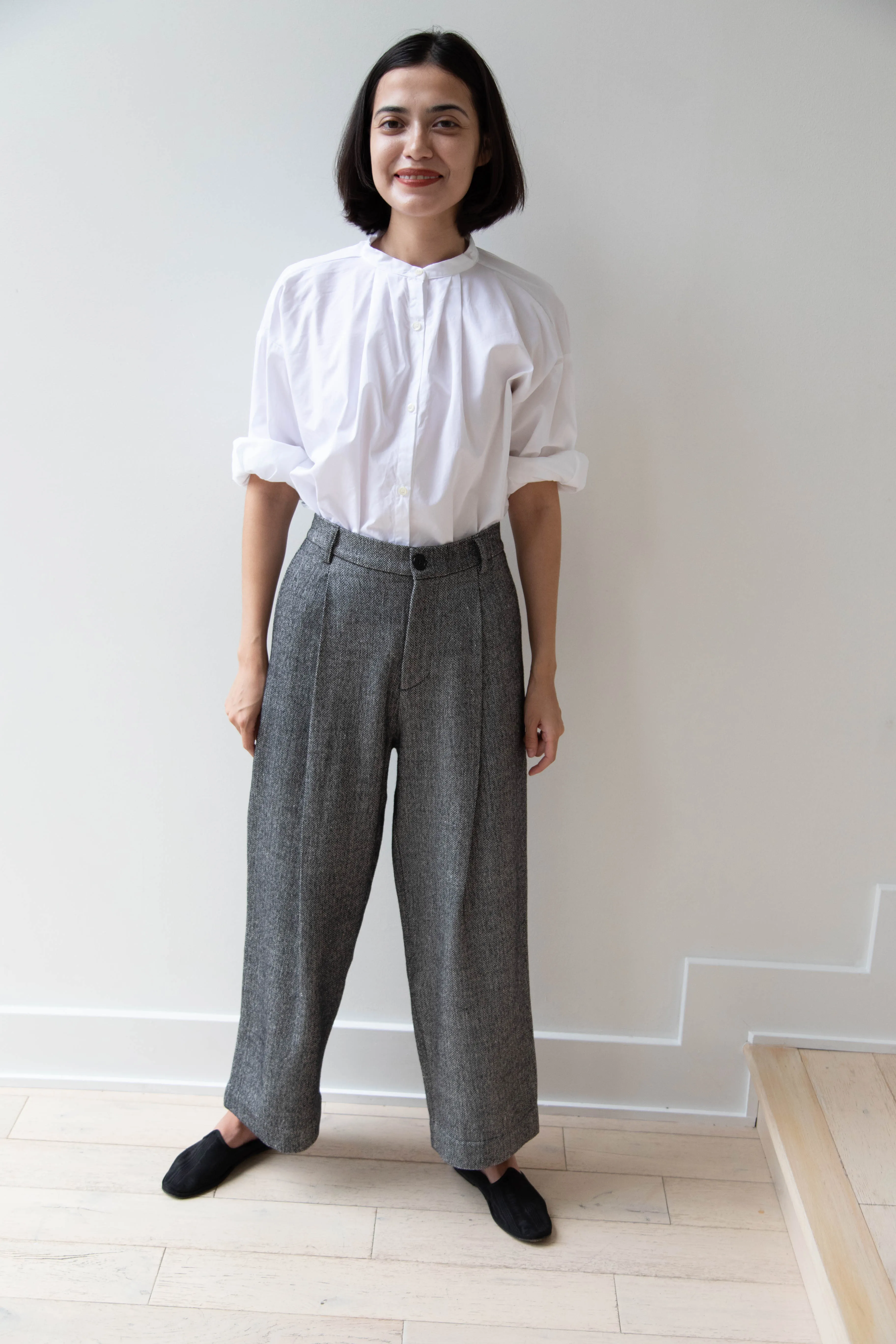 Asciari | Seline Trousers in Wool Silk Herringbone