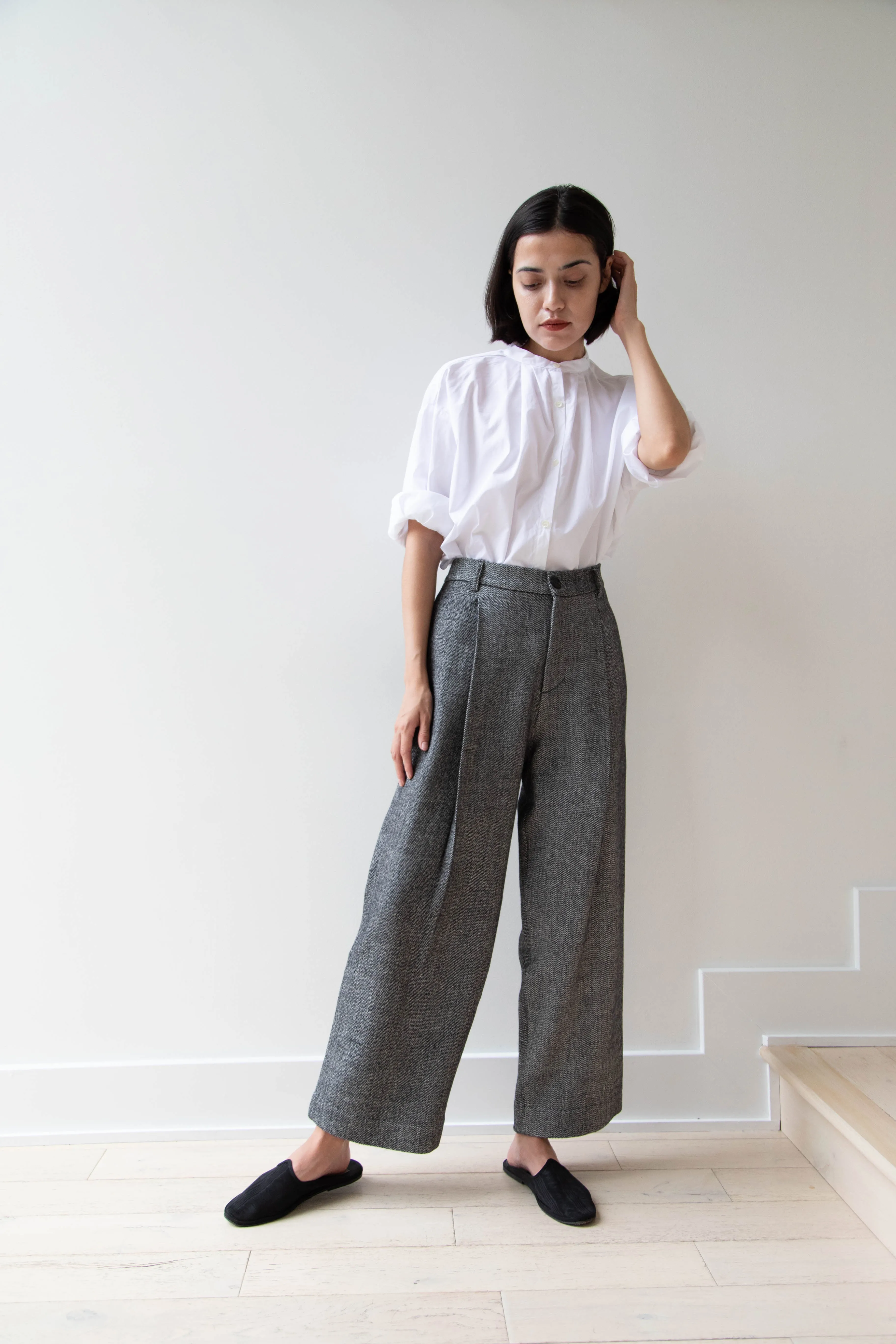 Asciari | Seline Trousers in Wool Silk Herringbone
