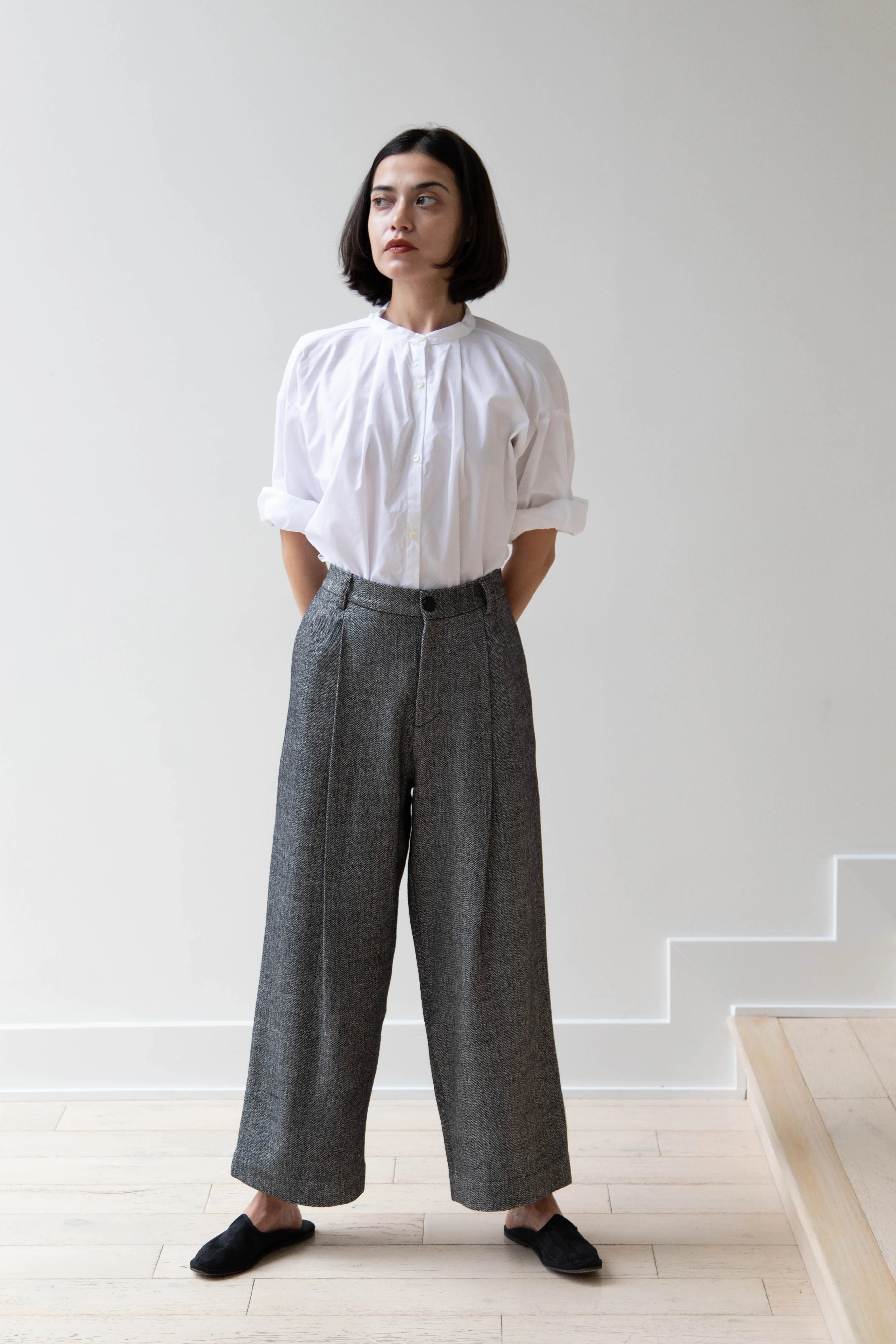Asciari | Seline Trousers in Wool Silk Herringbone