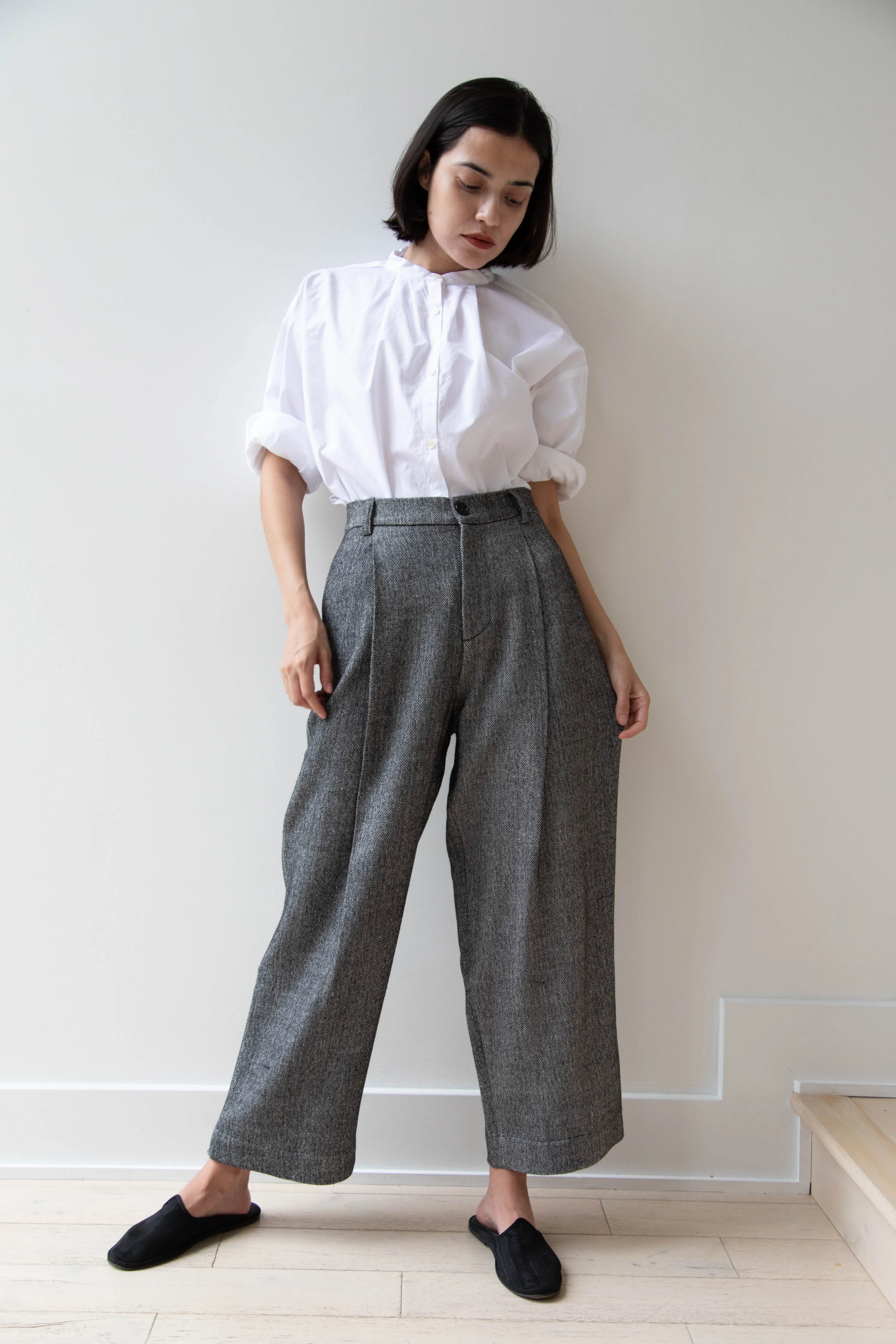 Asciari | Seline Trousers in Wool Silk Herringbone