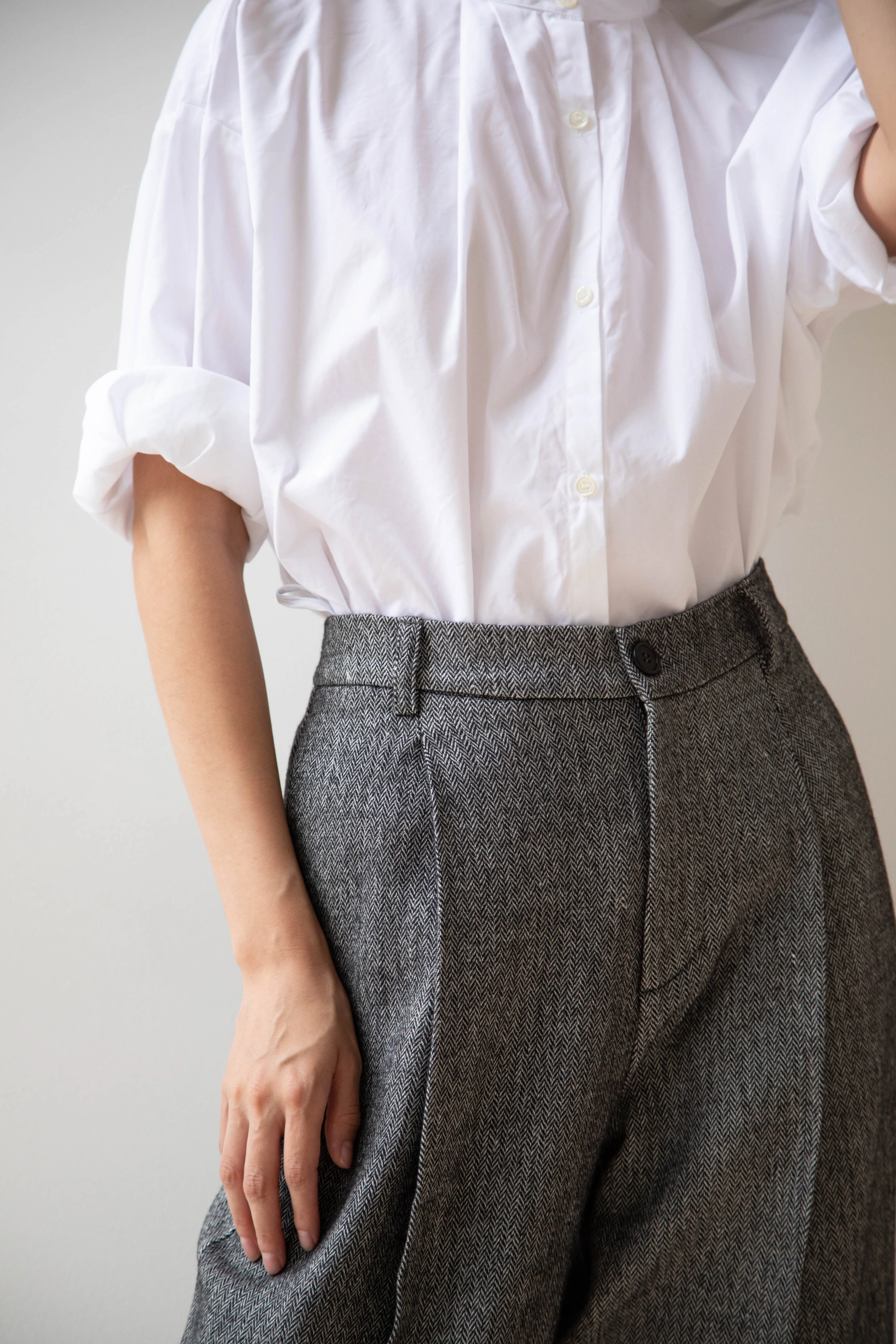 Asciari | Seline Trousers in Wool Silk Herringbone