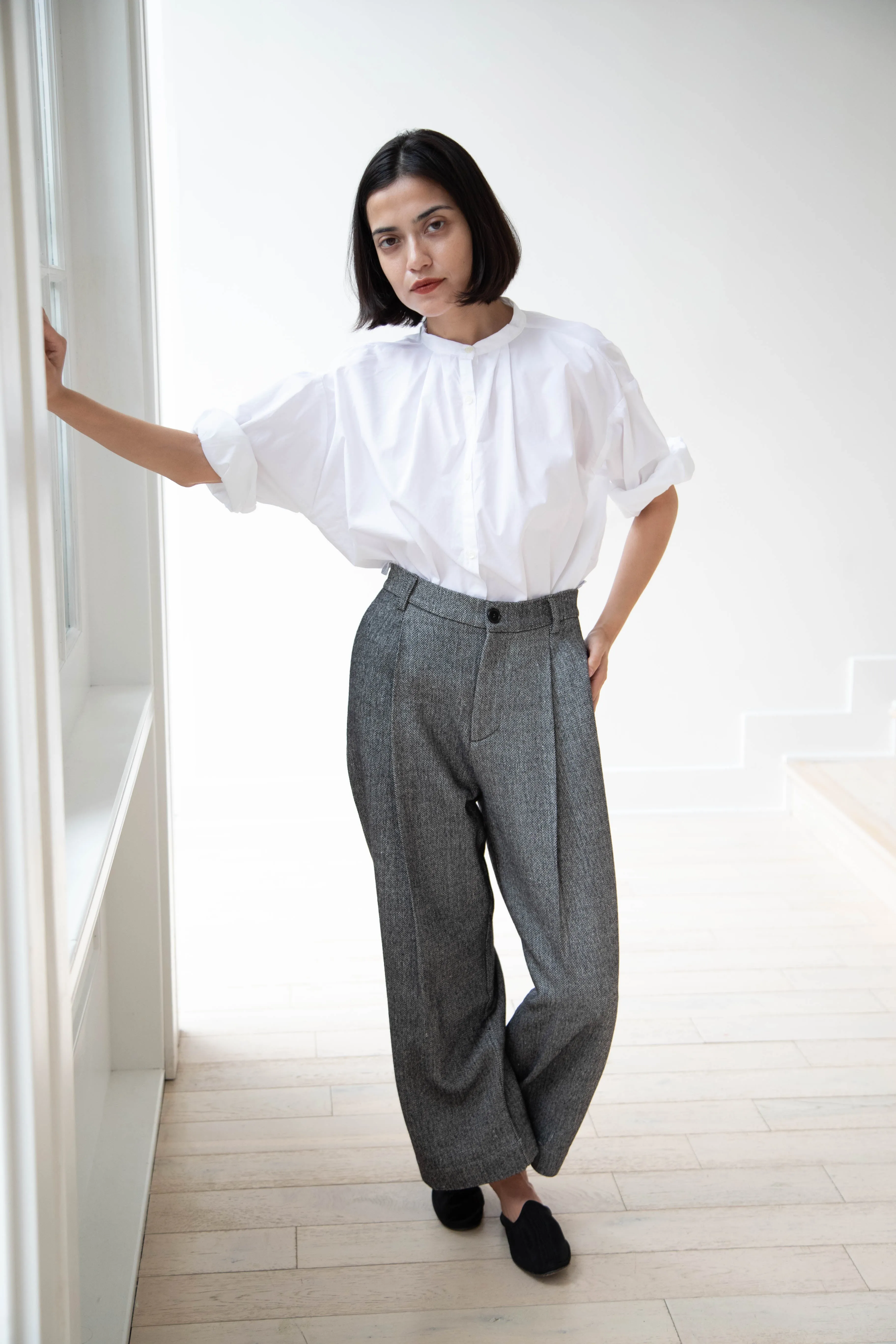 Asciari | Seline Trousers in Wool Silk Herringbone