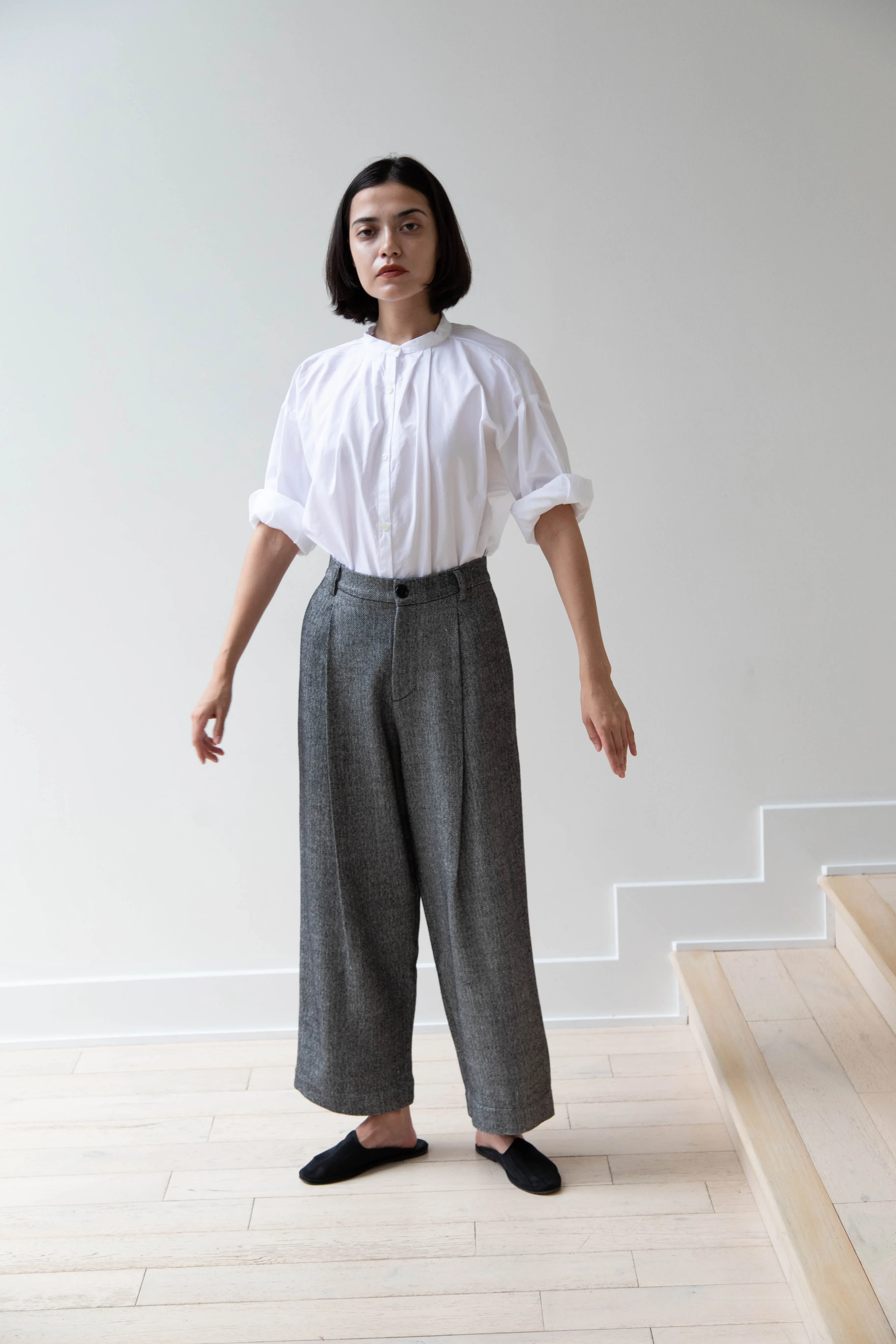 Asciari | Seline Trousers in Wool Silk Herringbone