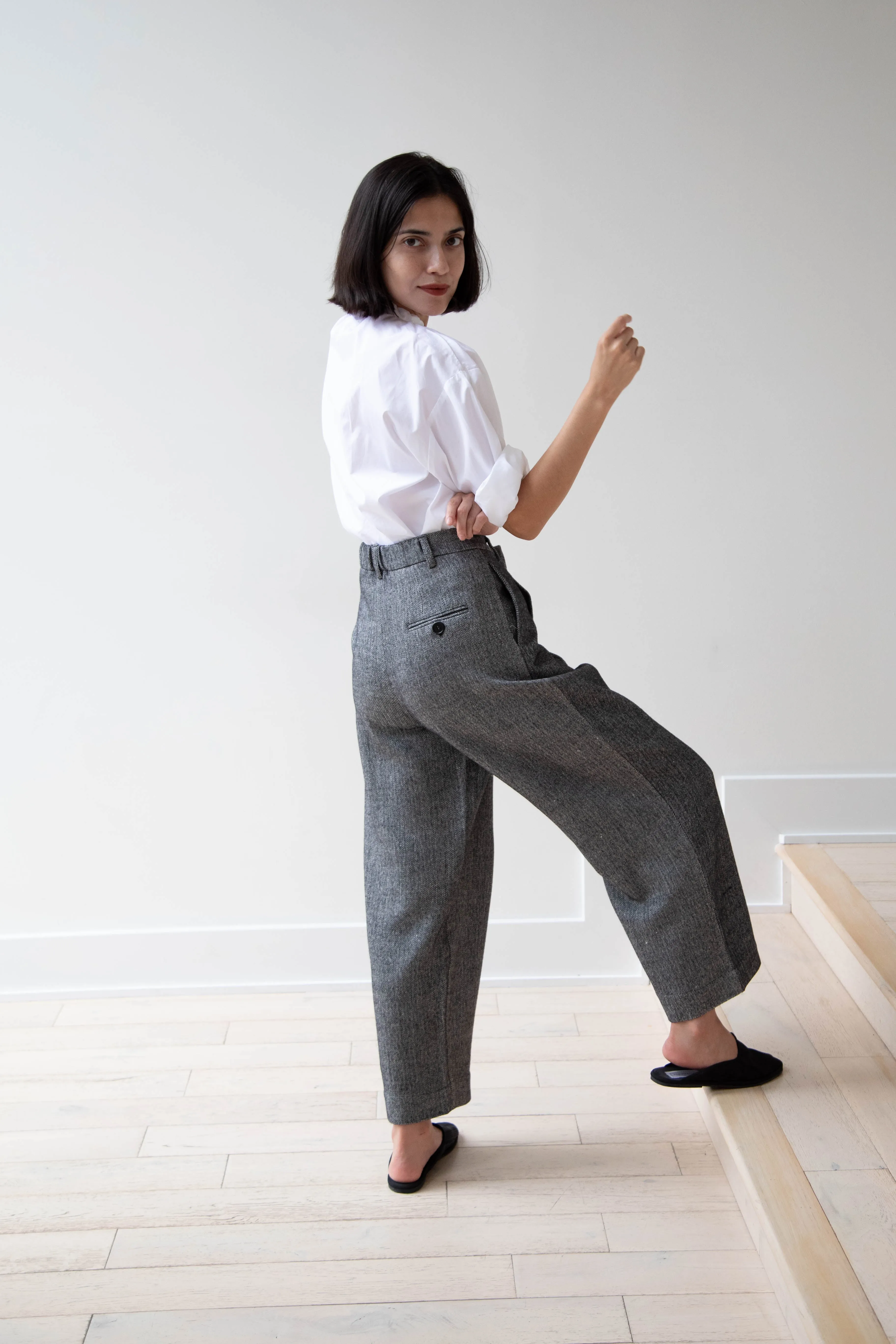 Asciari | Seline Trousers in Wool Silk Herringbone