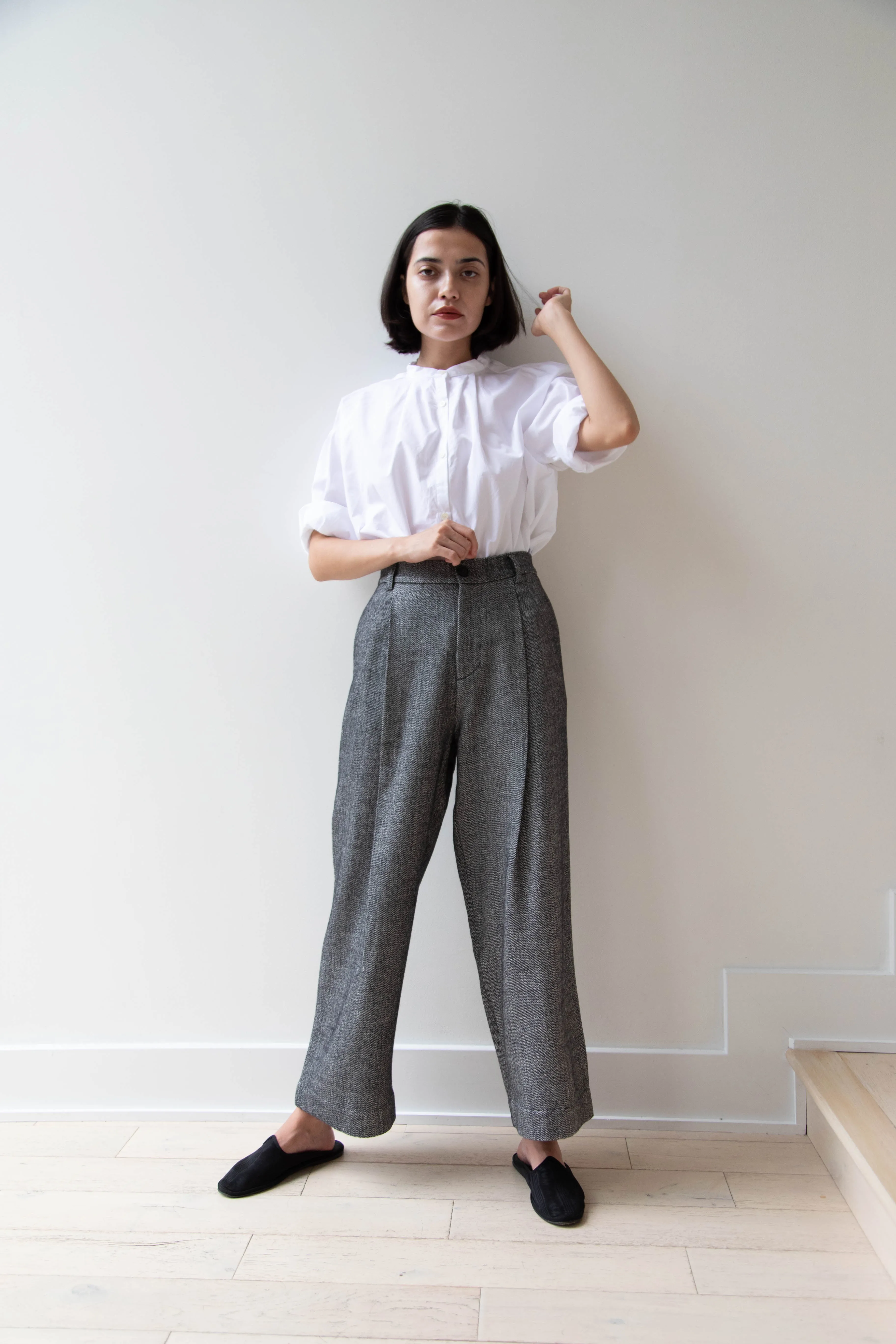 Asciari | Seline Trousers in Wool Silk Herringbone