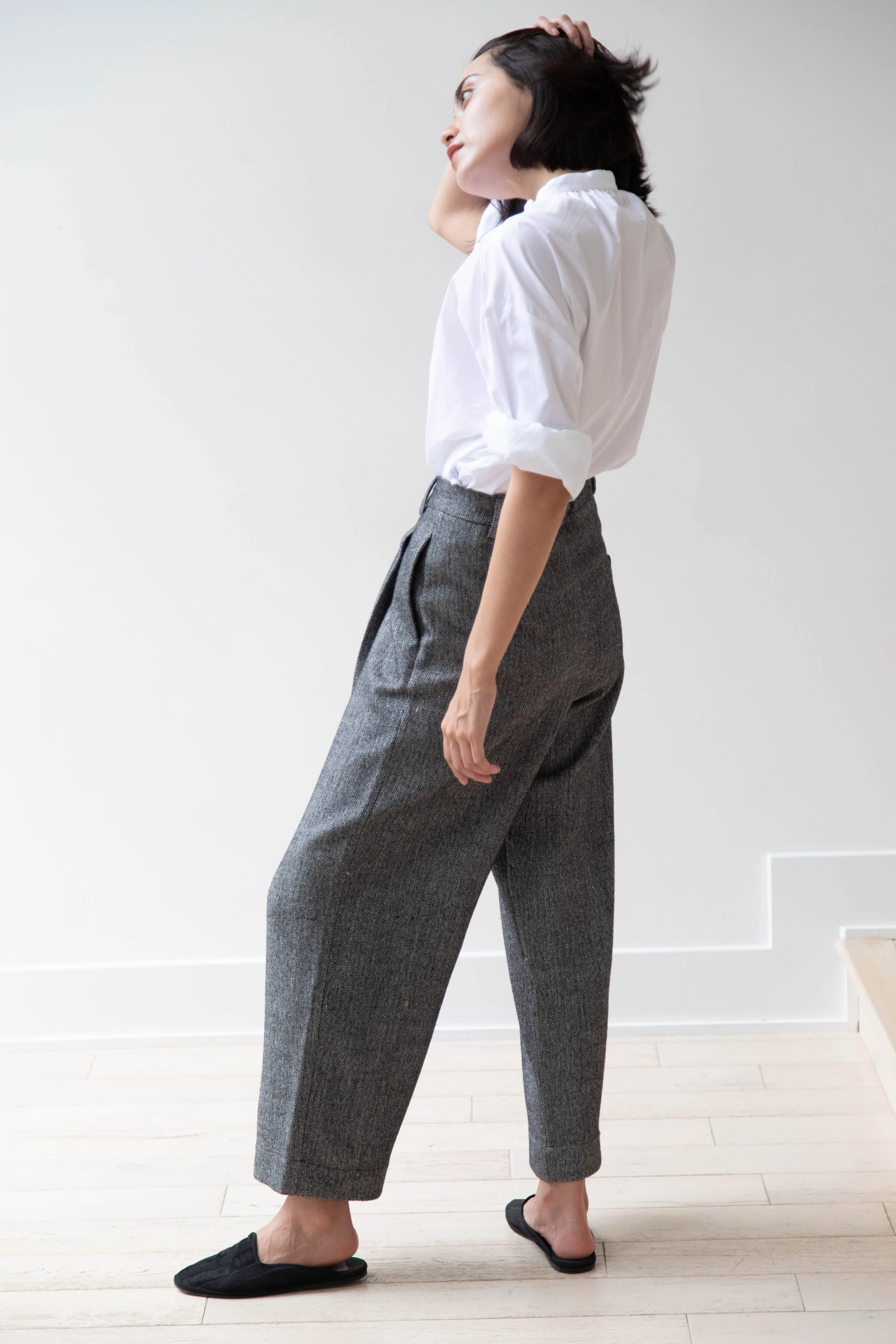 Asciari | Seline Trousers in Wool Silk Herringbone