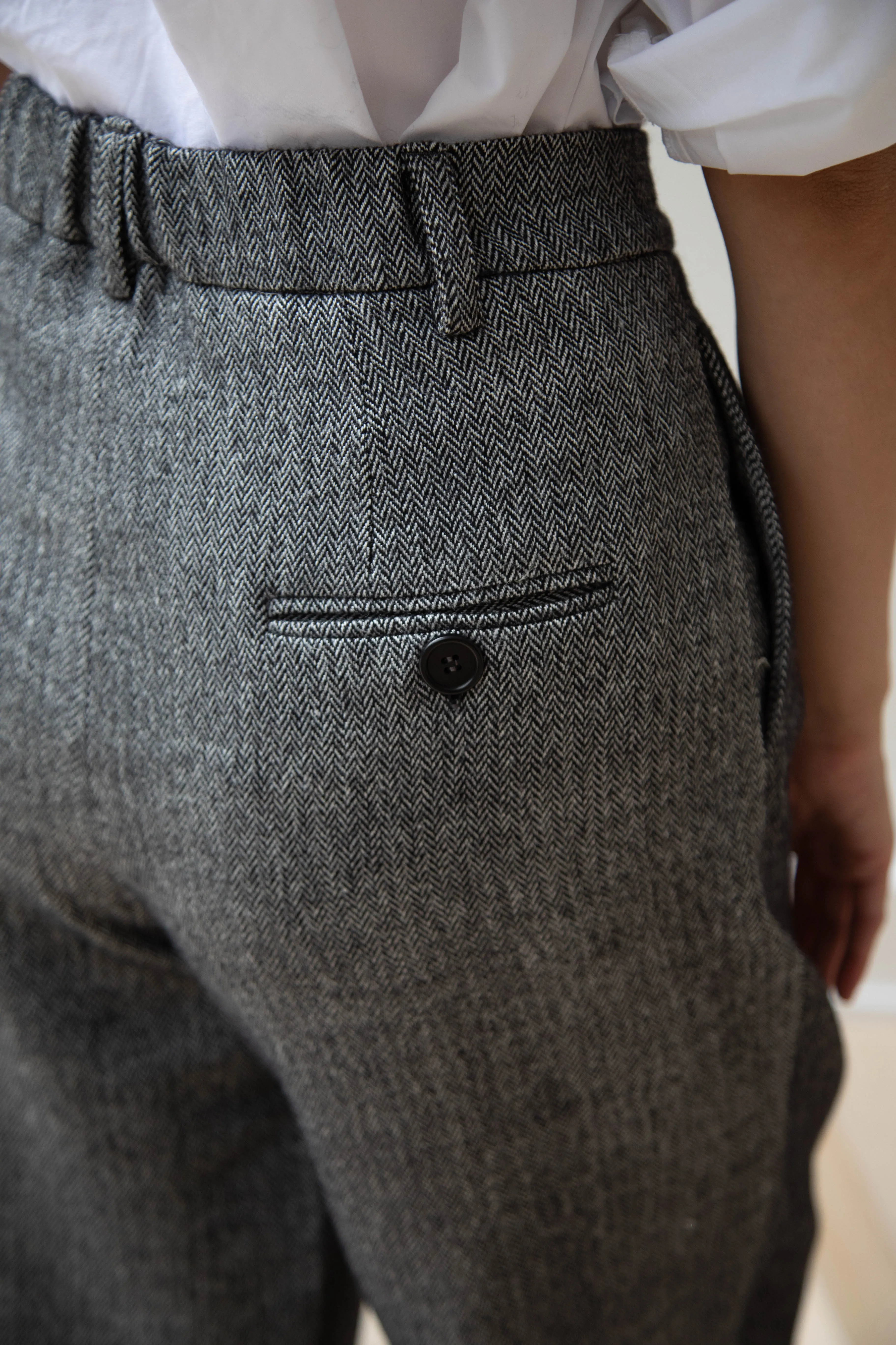 Asciari | Seline Trousers in Wool Silk Herringbone