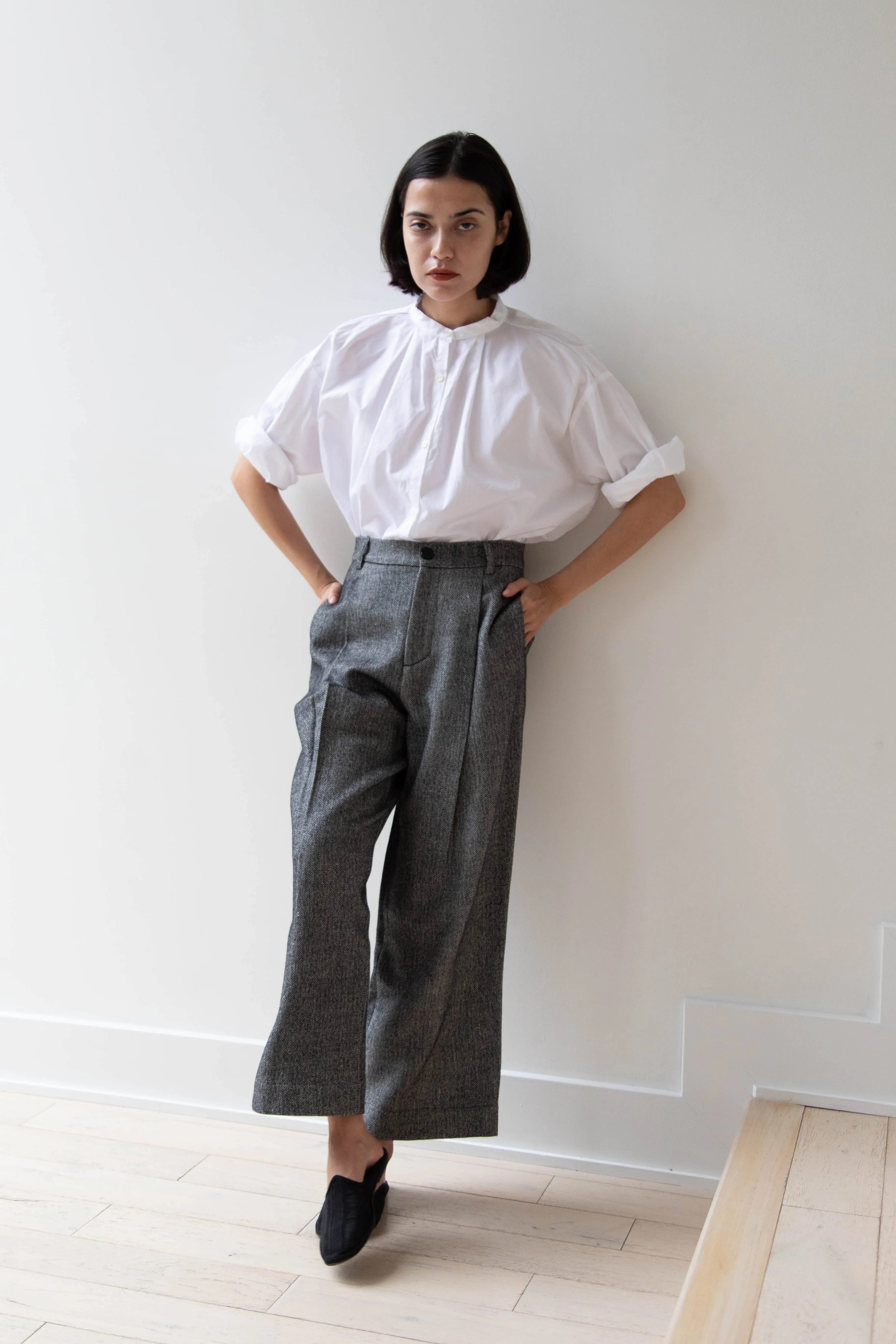 Asciari | Seline Trousers in Wool Silk Herringbone