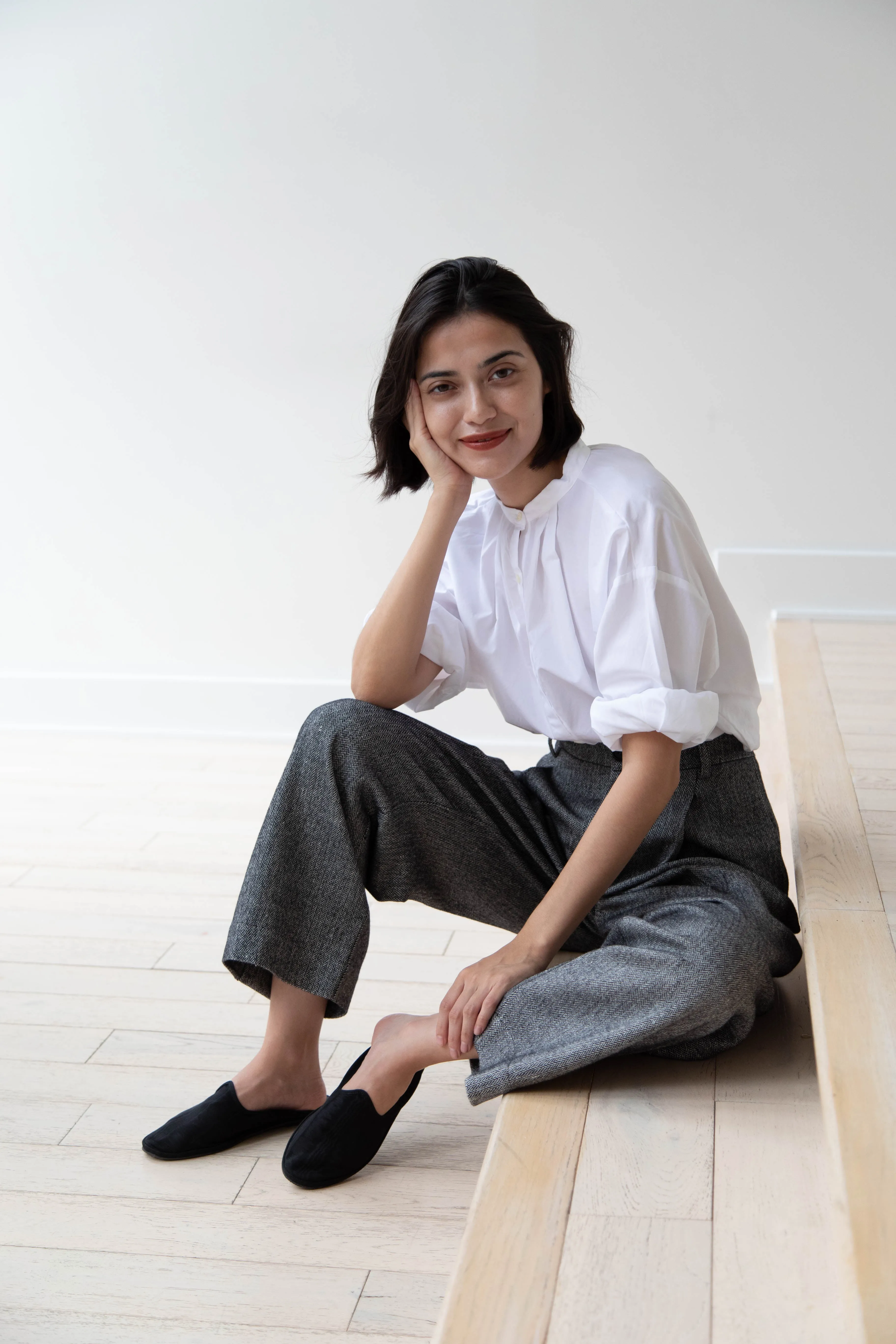 Asciari | Seline Trousers in Wool Silk Herringbone