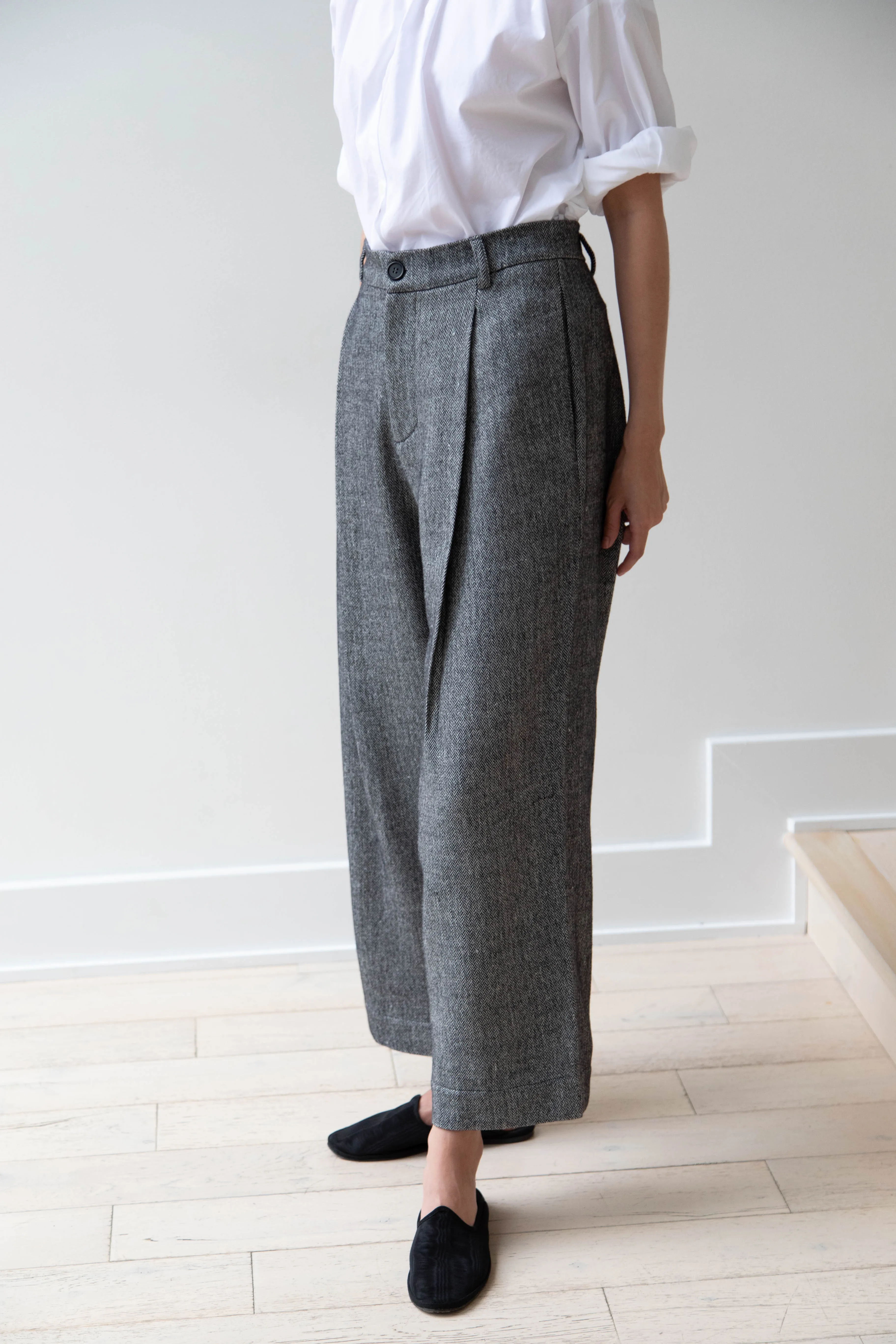 Asciari | Seline Trousers in Wool Silk Herringbone