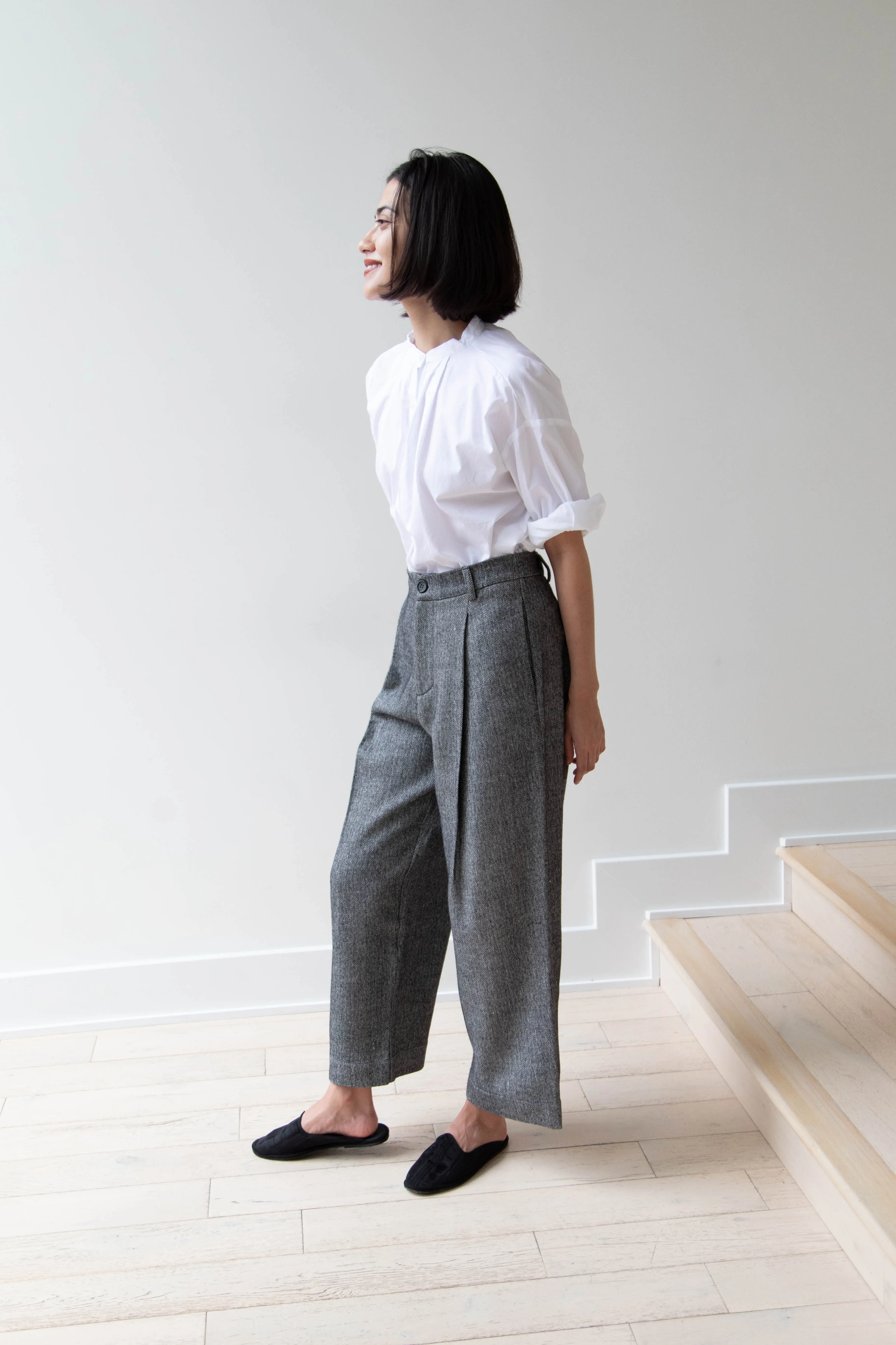 Asciari | Seline Trousers in Wool Silk Herringbone