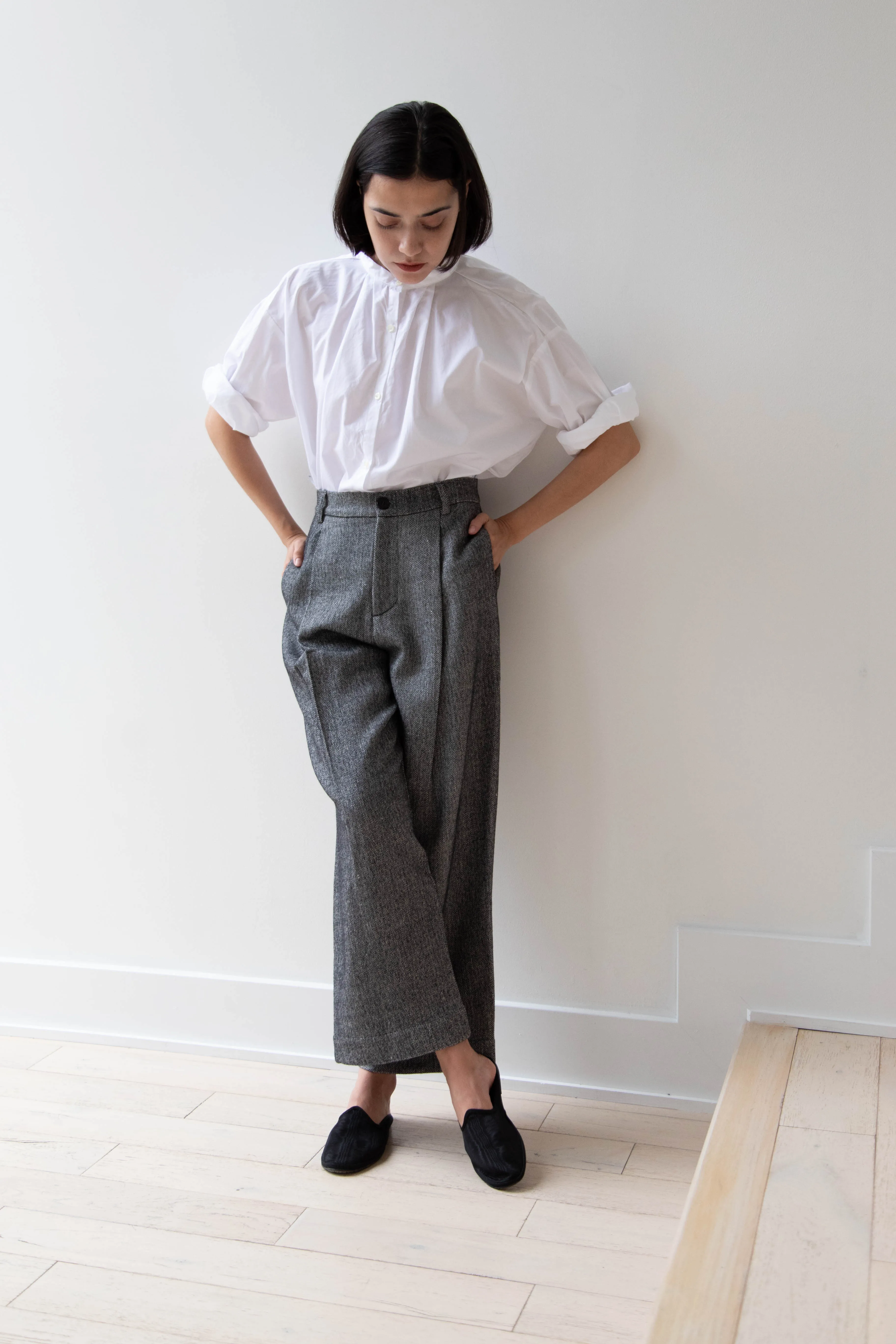 Asciari | Seline Trousers in Wool Silk Herringbone