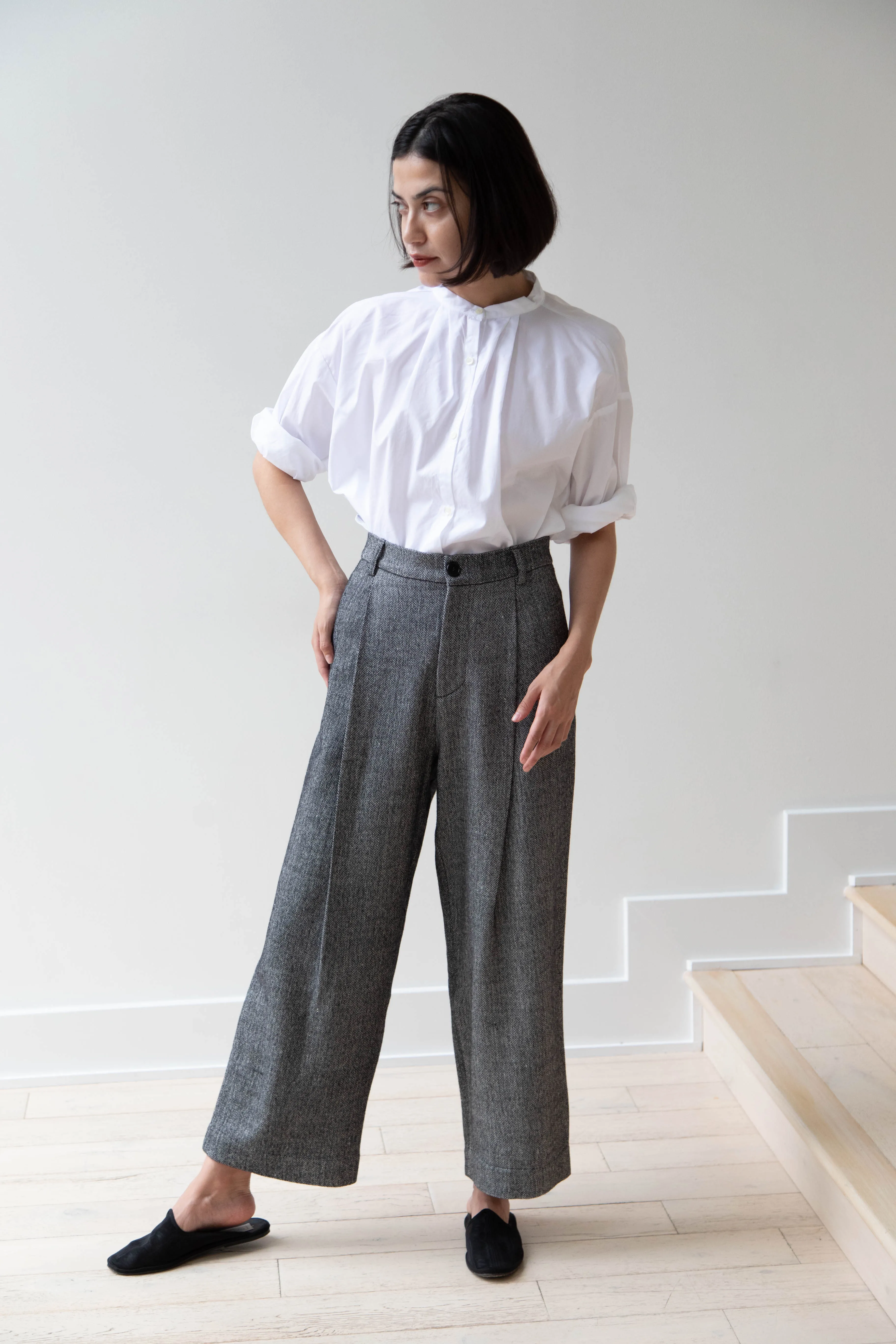 Asciari | Seline Trousers in Wool Silk Herringbone
