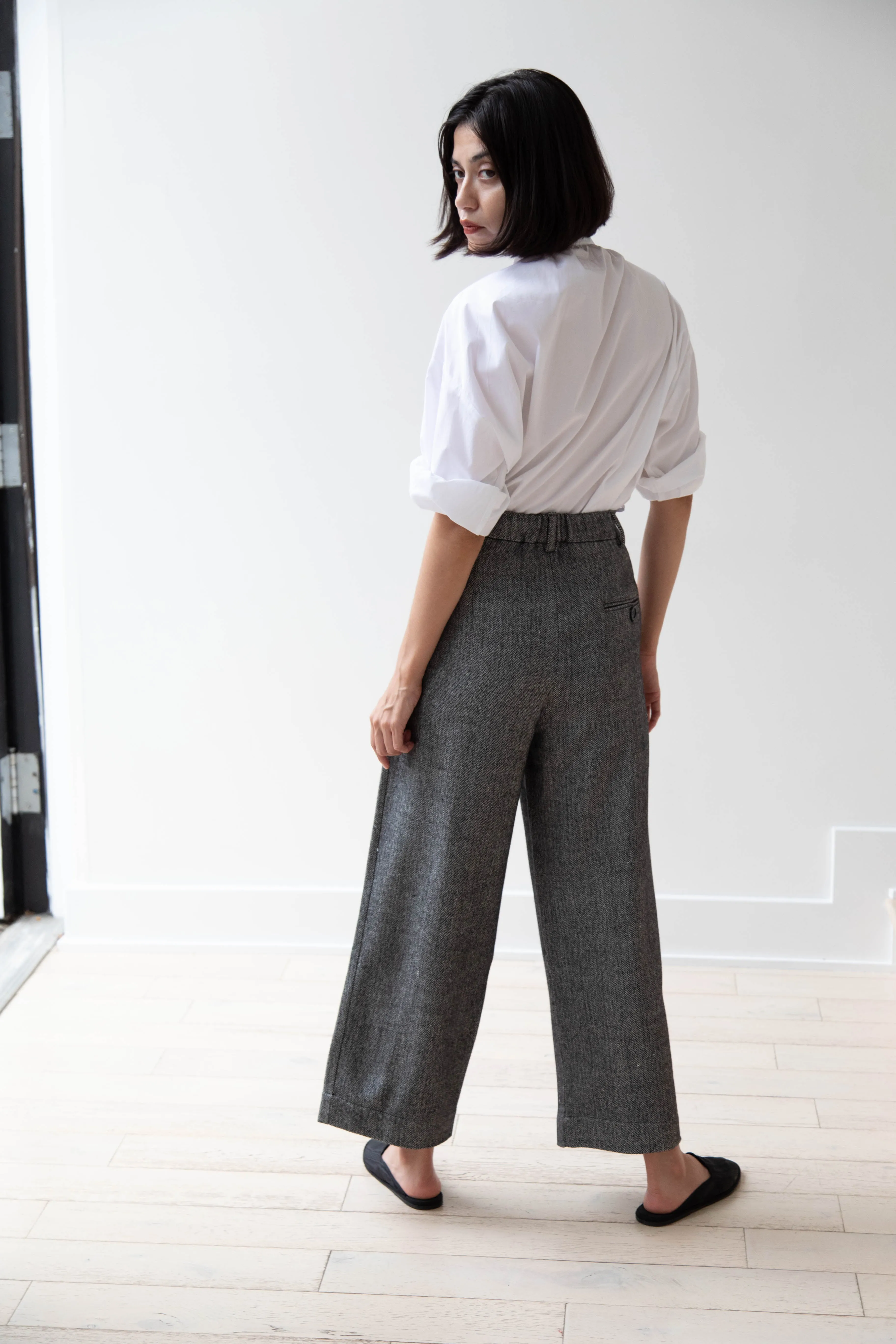 Asciari | Seline Trousers in Wool Silk Herringbone