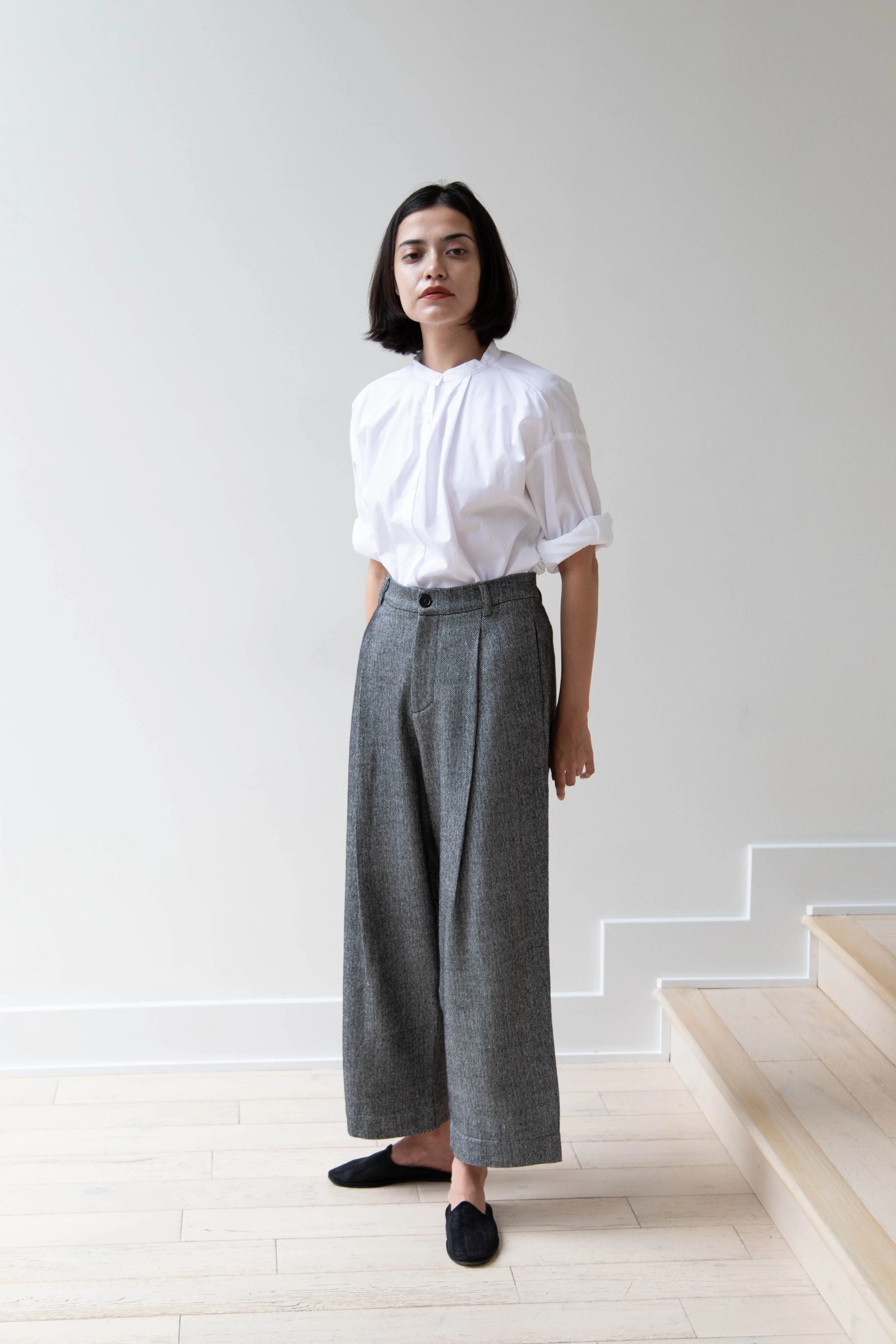 Asciari | Seline Trousers in Wool Silk Herringbone