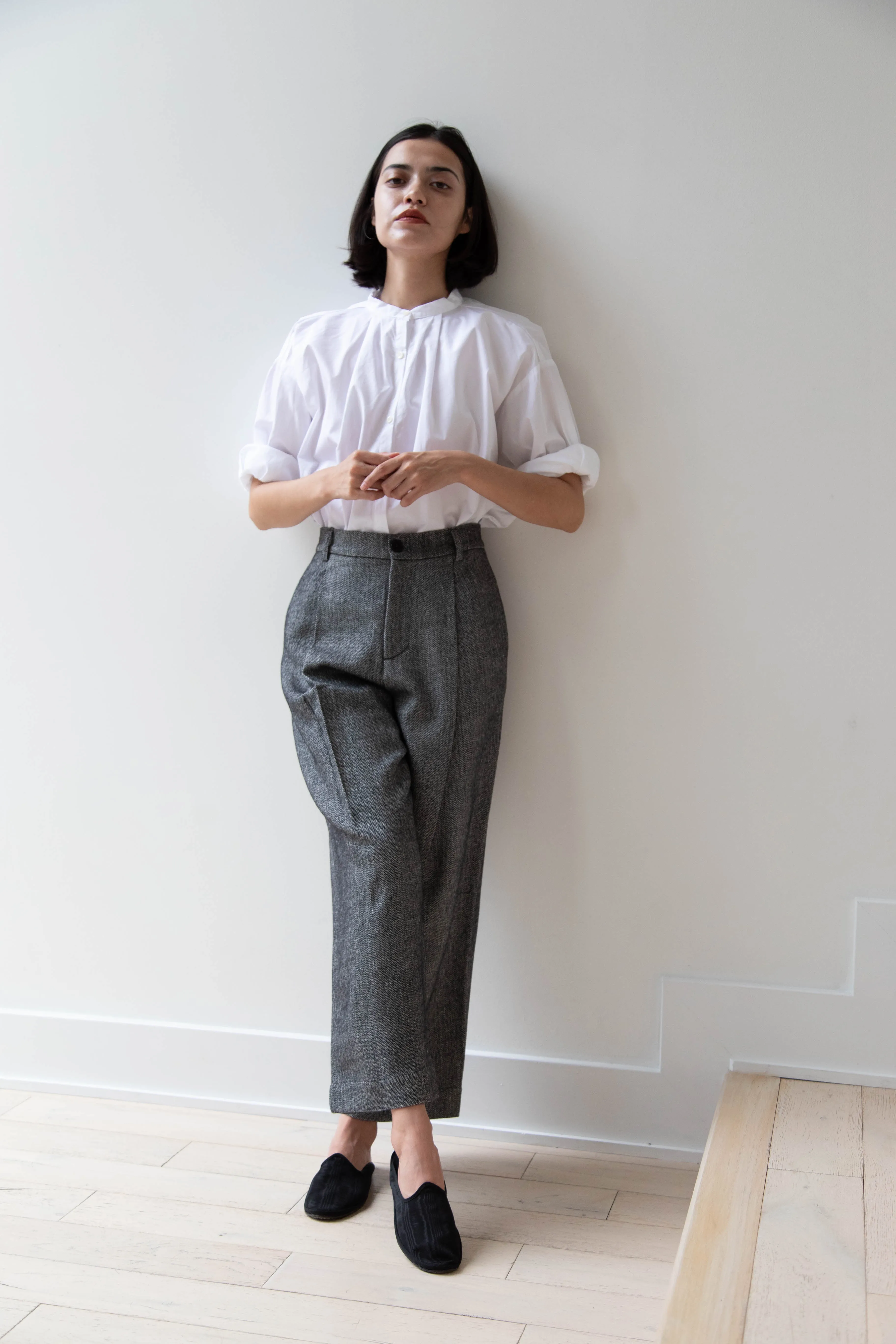 Asciari | Seline Trousers in Wool Silk Herringbone