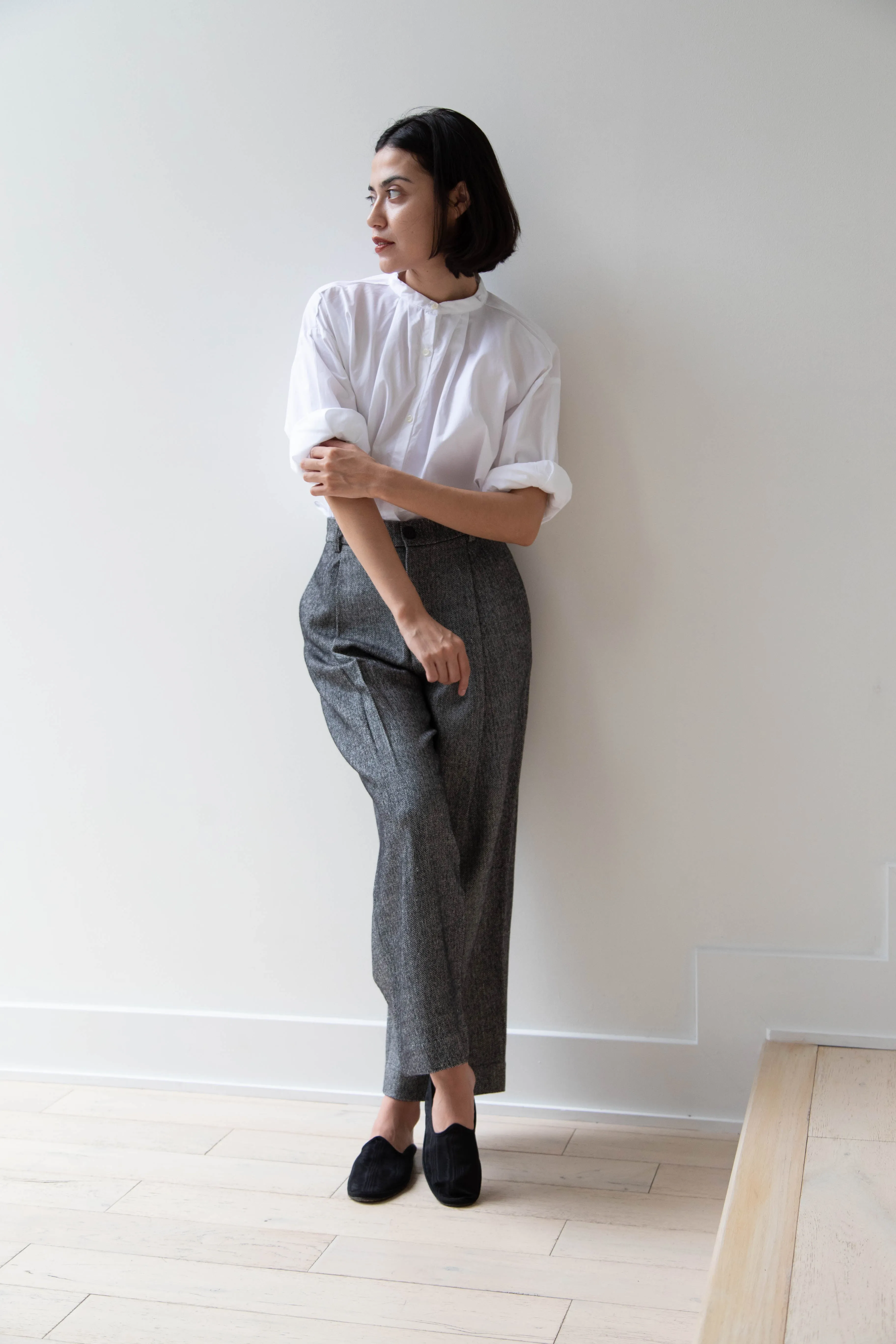Asciari | Seline Trousers in Wool Silk Herringbone