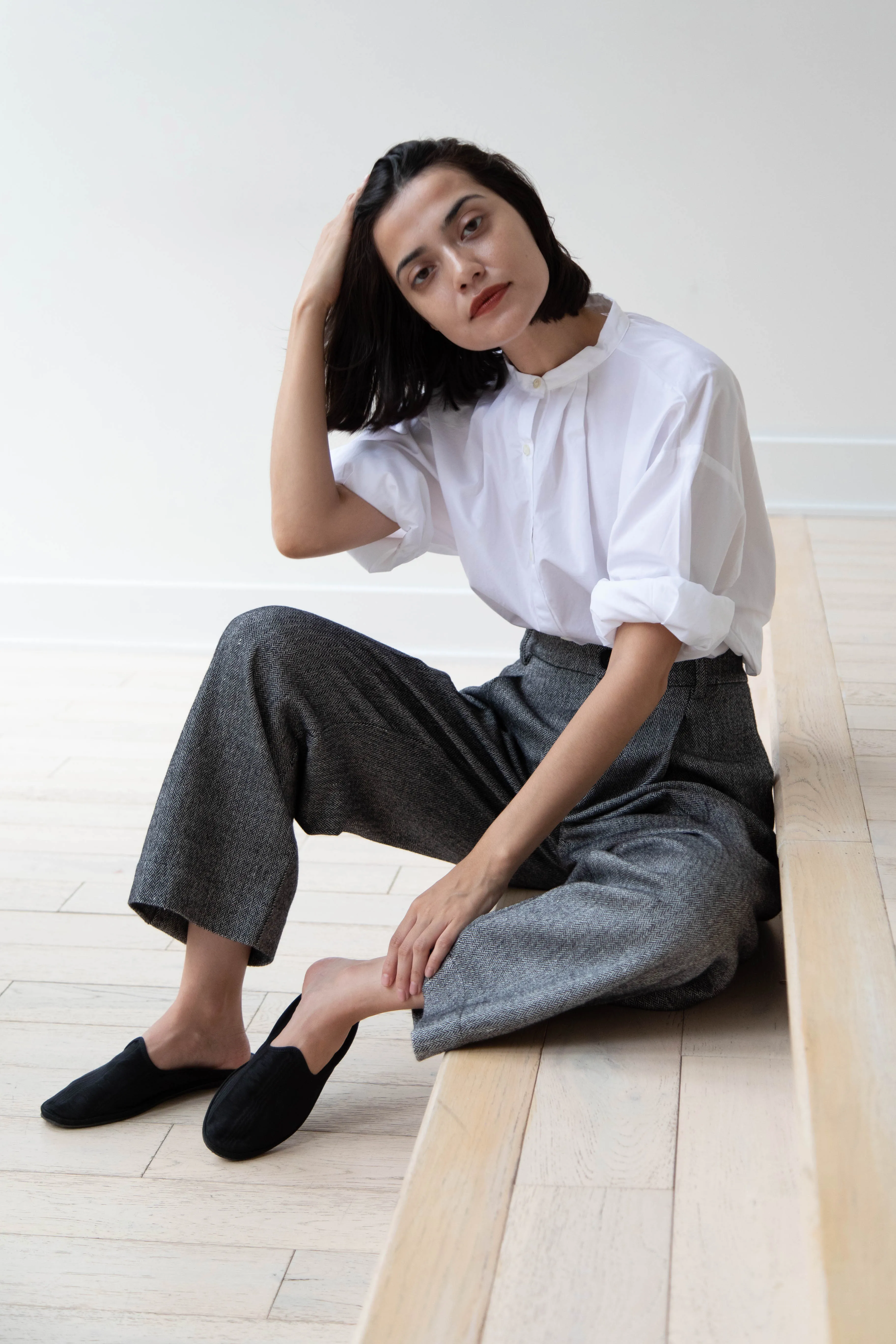 Asciari | Seline Trousers in Wool Silk Herringbone