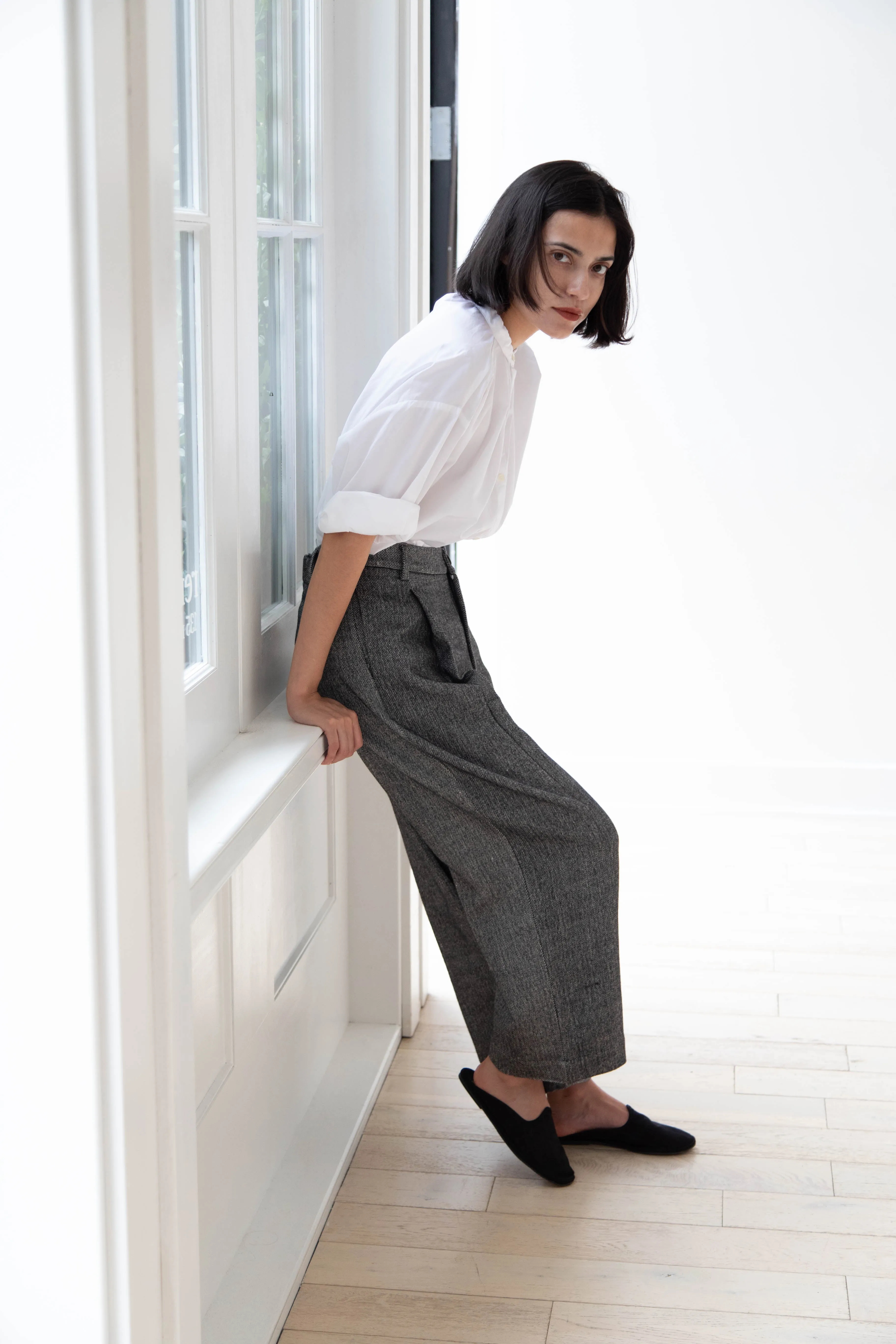 Asciari | Seline Trousers in Wool Silk Herringbone