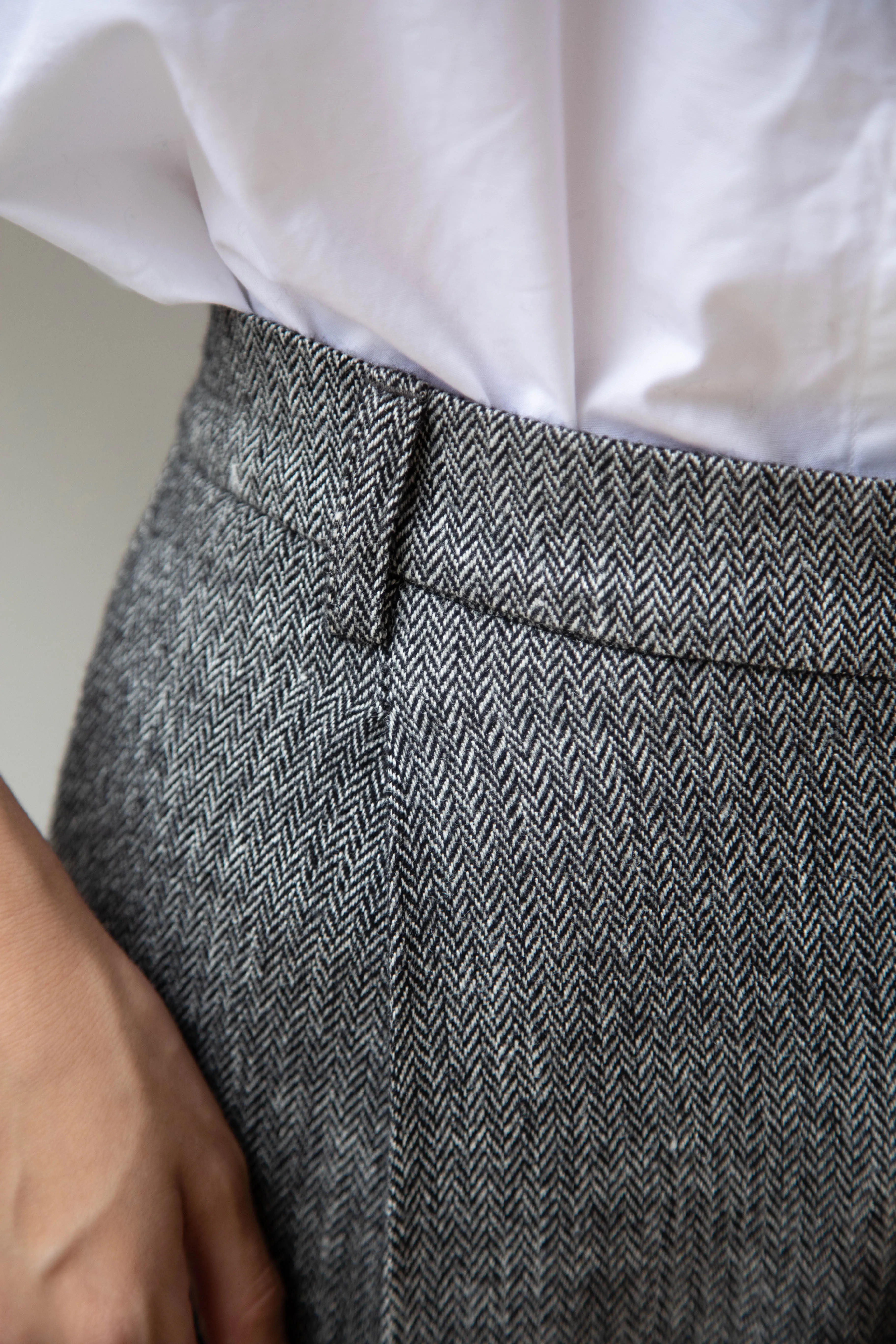 Asciari | Seline Trousers in Wool Silk Herringbone