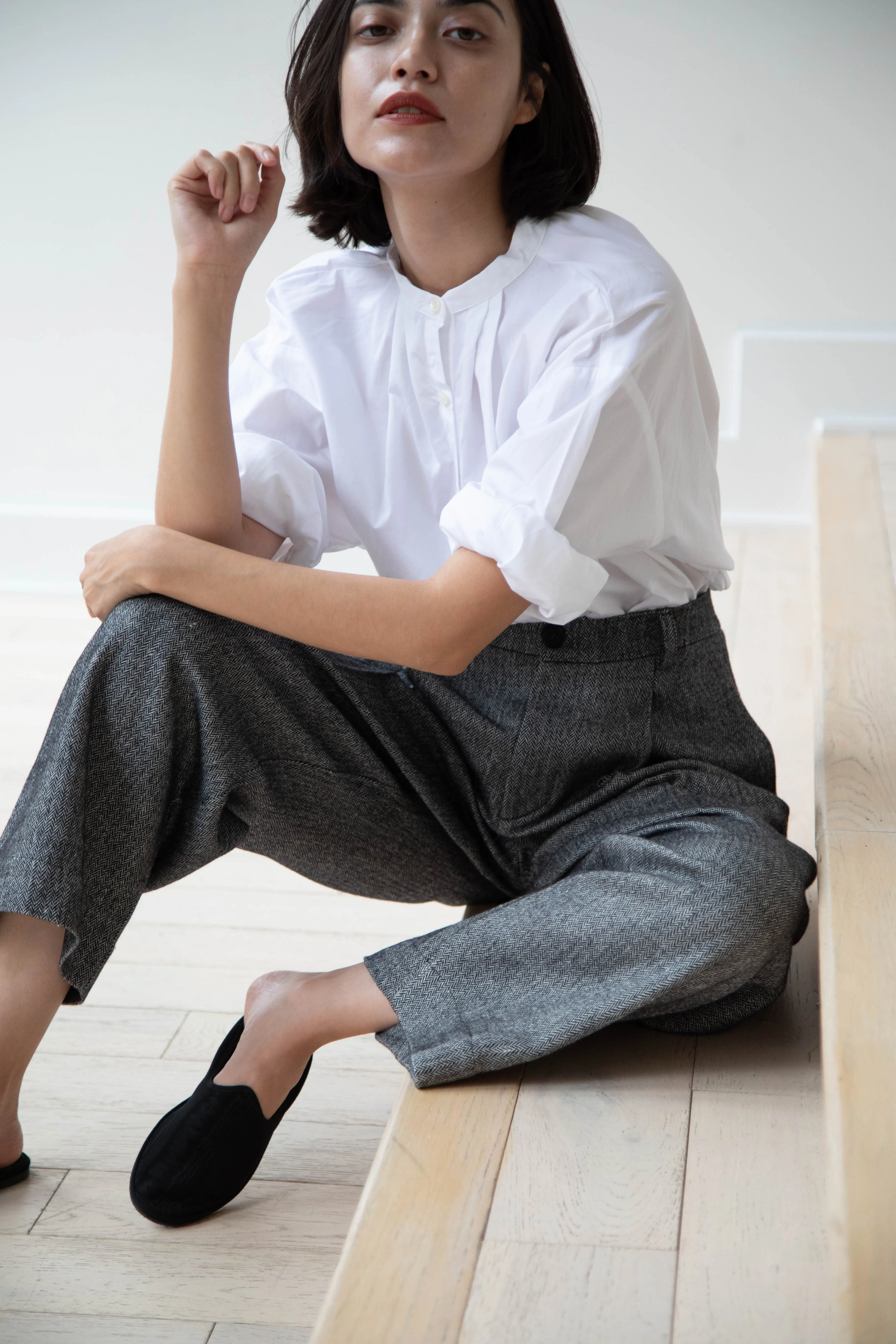 Asciari | Seline Trousers in Wool Silk Herringbone