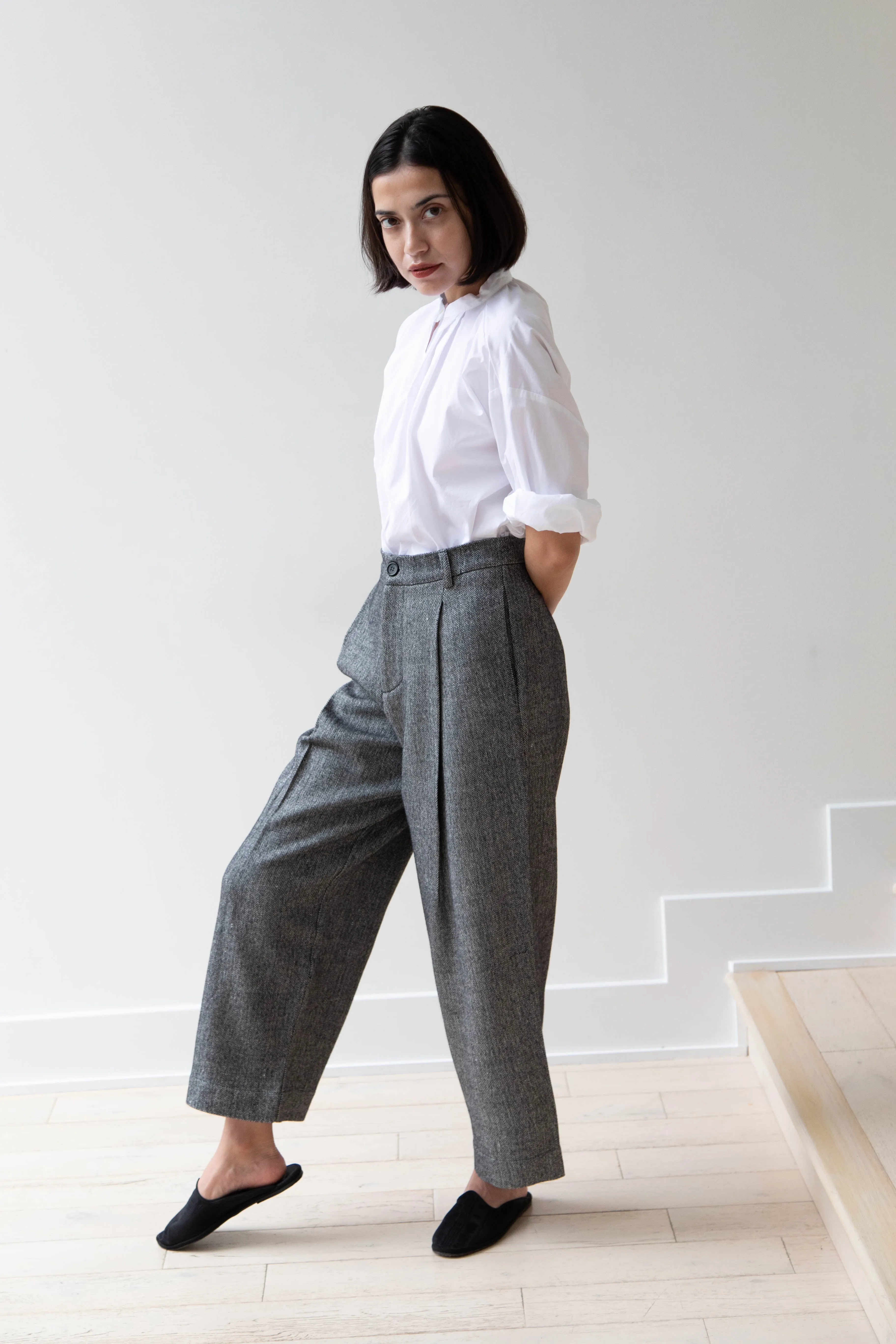 Asciari | Seline Trousers in Wool Silk Herringbone