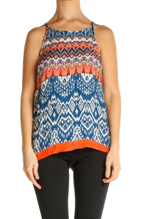 Blue Chevron Bohemian Tank Top