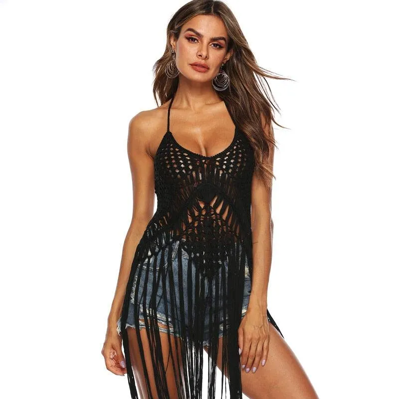 Boho Hollow Out Top with Tassels