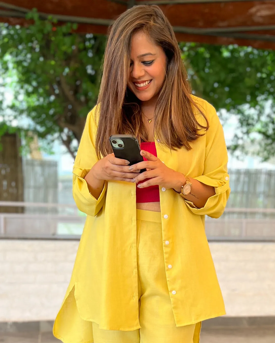 Buttercup Yellow Cotton Slub Aline Co-ord Set of 2