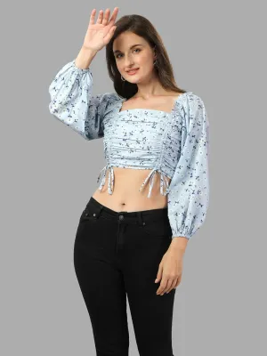 Crop top for Women western wear sky blue