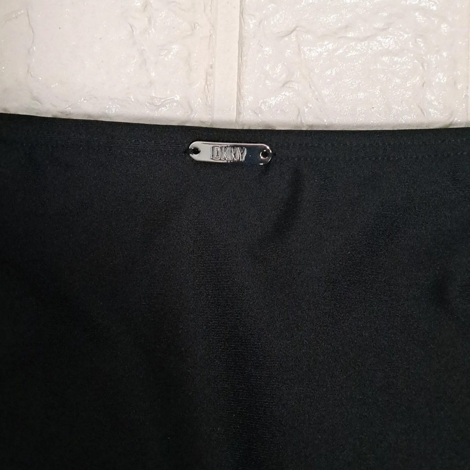 DKNY BLACK Seamed High-Waist Bikini Swim Bottoms XL