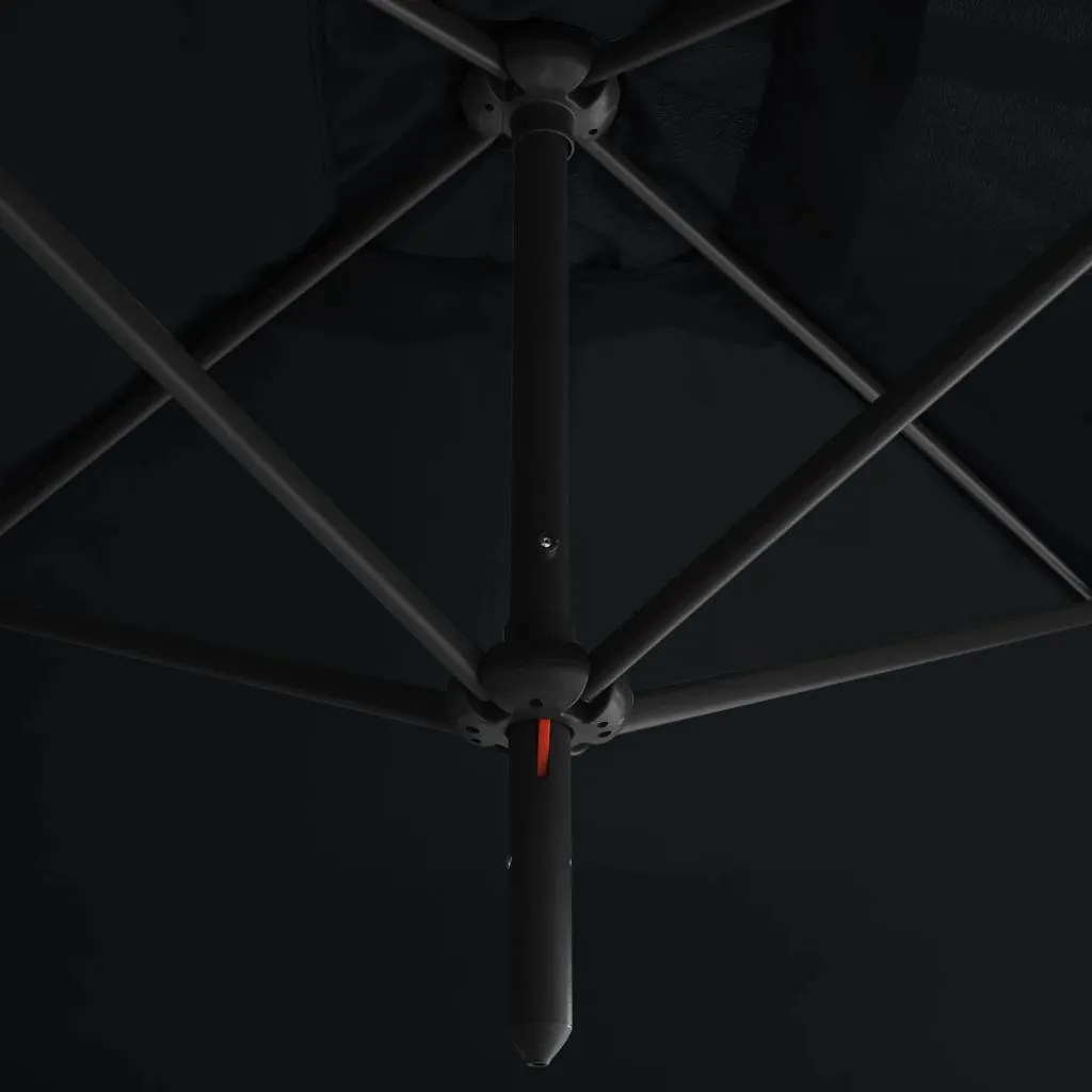 Double Parasol with Steel Pole Black 600x300 cm