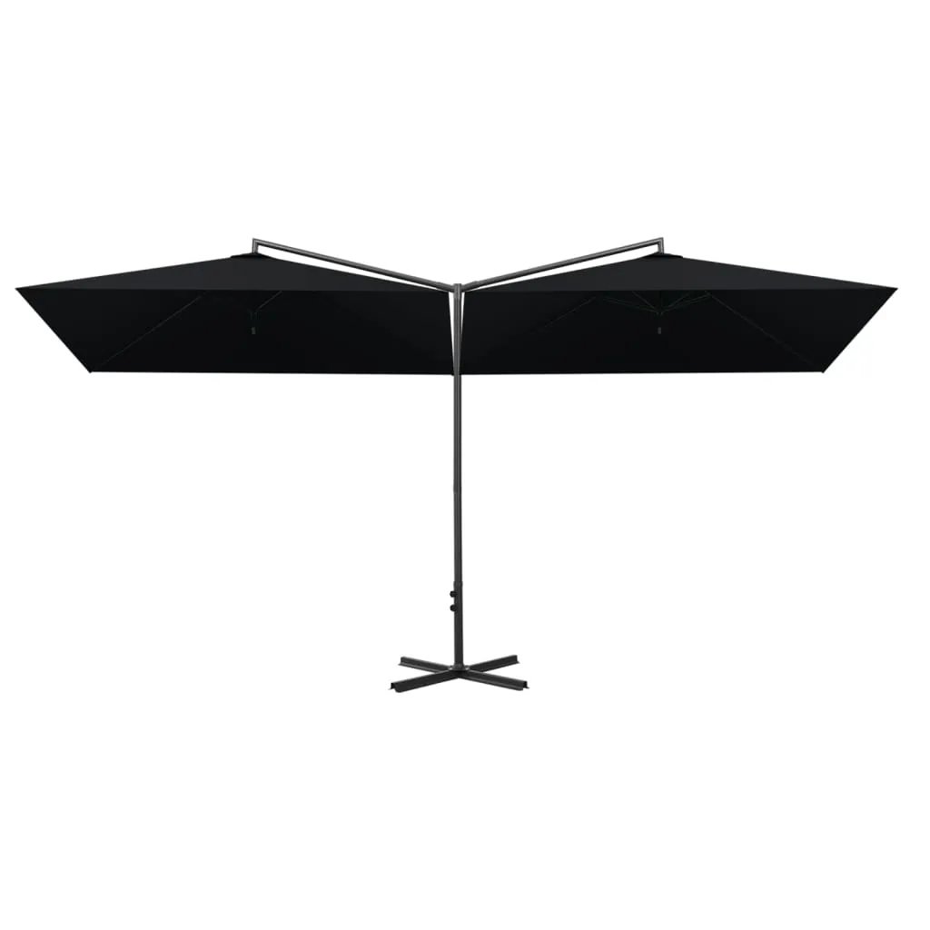 Double Parasol with Steel Pole Black 600x300 cm