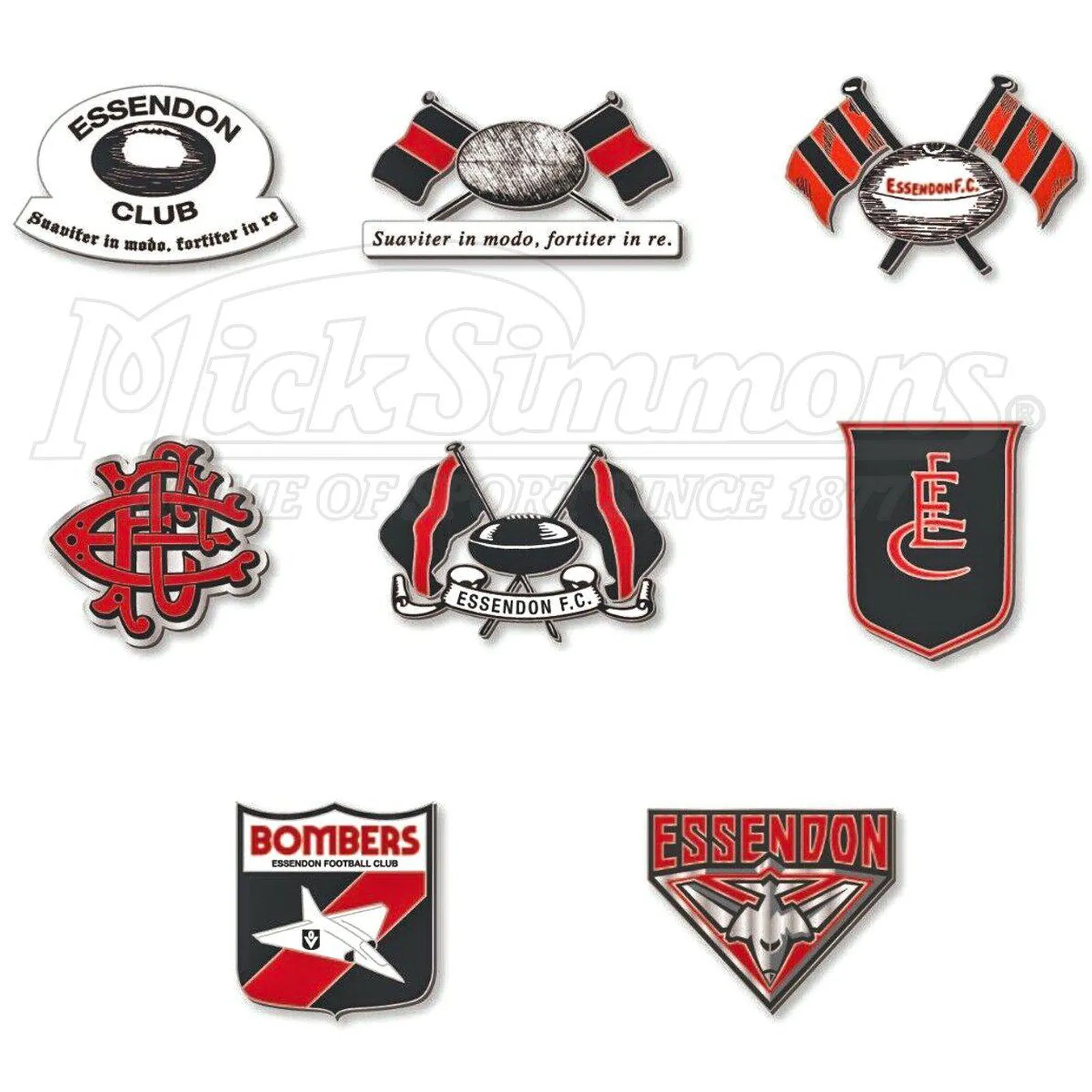 Essendon Bombers AFL Evolution Series Collection Team Metal Logo Pin Set Badge