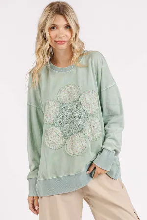 FLOWER PATCH MINERAL WASH LONG SLEEVE TOP