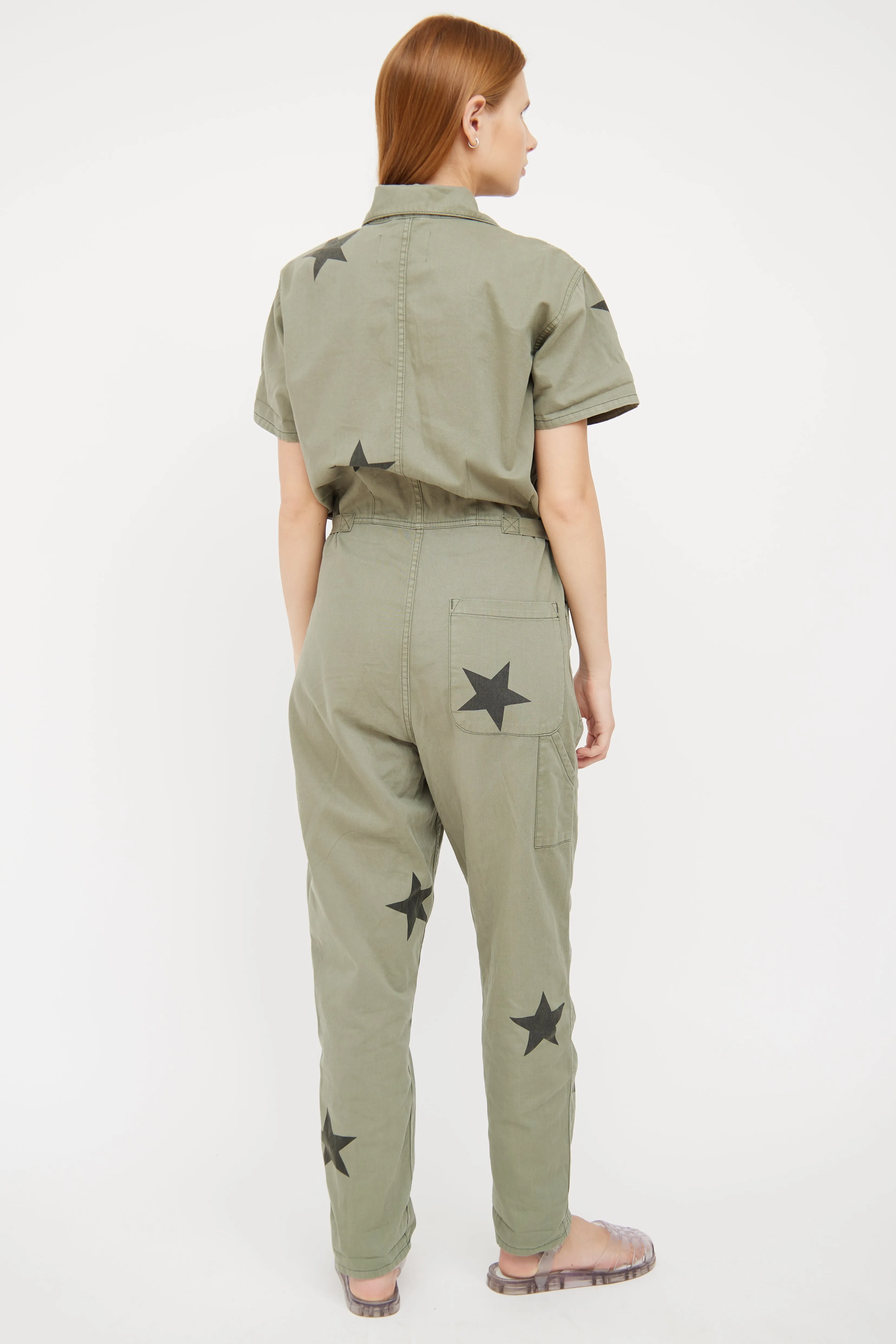 Green Cotton Utility Jumpsuit