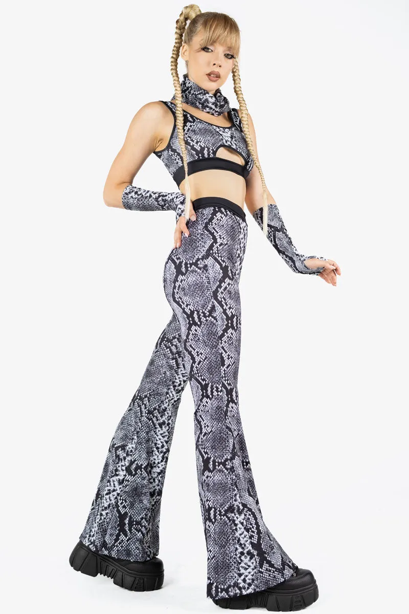 Grey Snakeskin Bell Bottoms