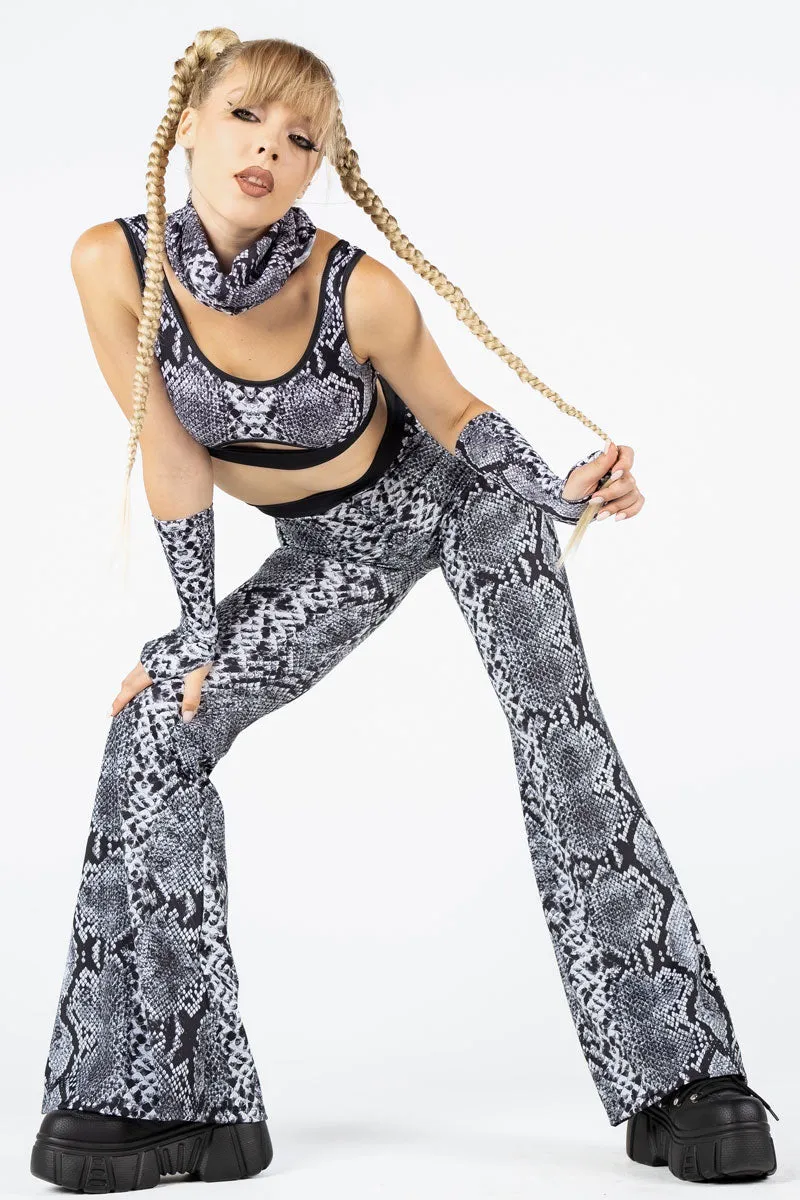 Grey Snakeskin Bell Bottoms