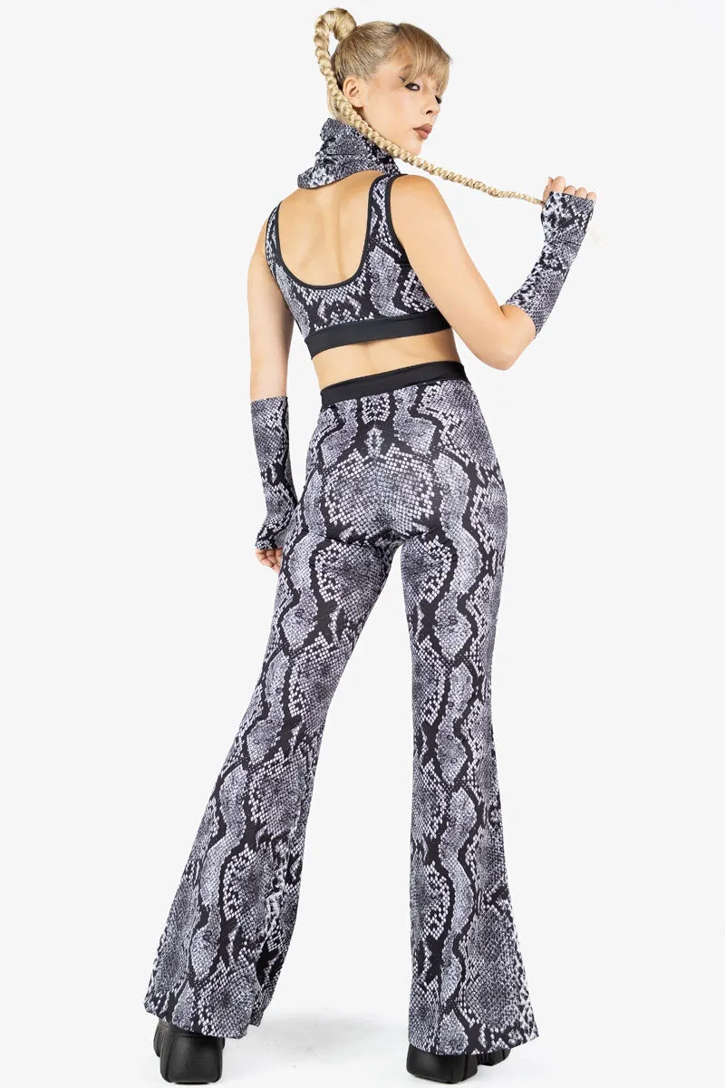 Grey Snakeskin Bell Bottoms