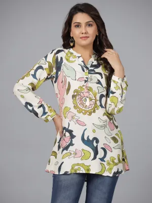 Juniper The Digitopia Multi-color Abstract Printed Rayon Tunic