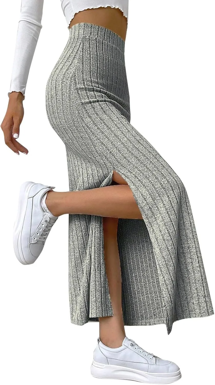 Lace Bed Skirt European and Border Spring and Summer Waisted Side Slit Slim Knitted Skirt Women's Hakama A Line