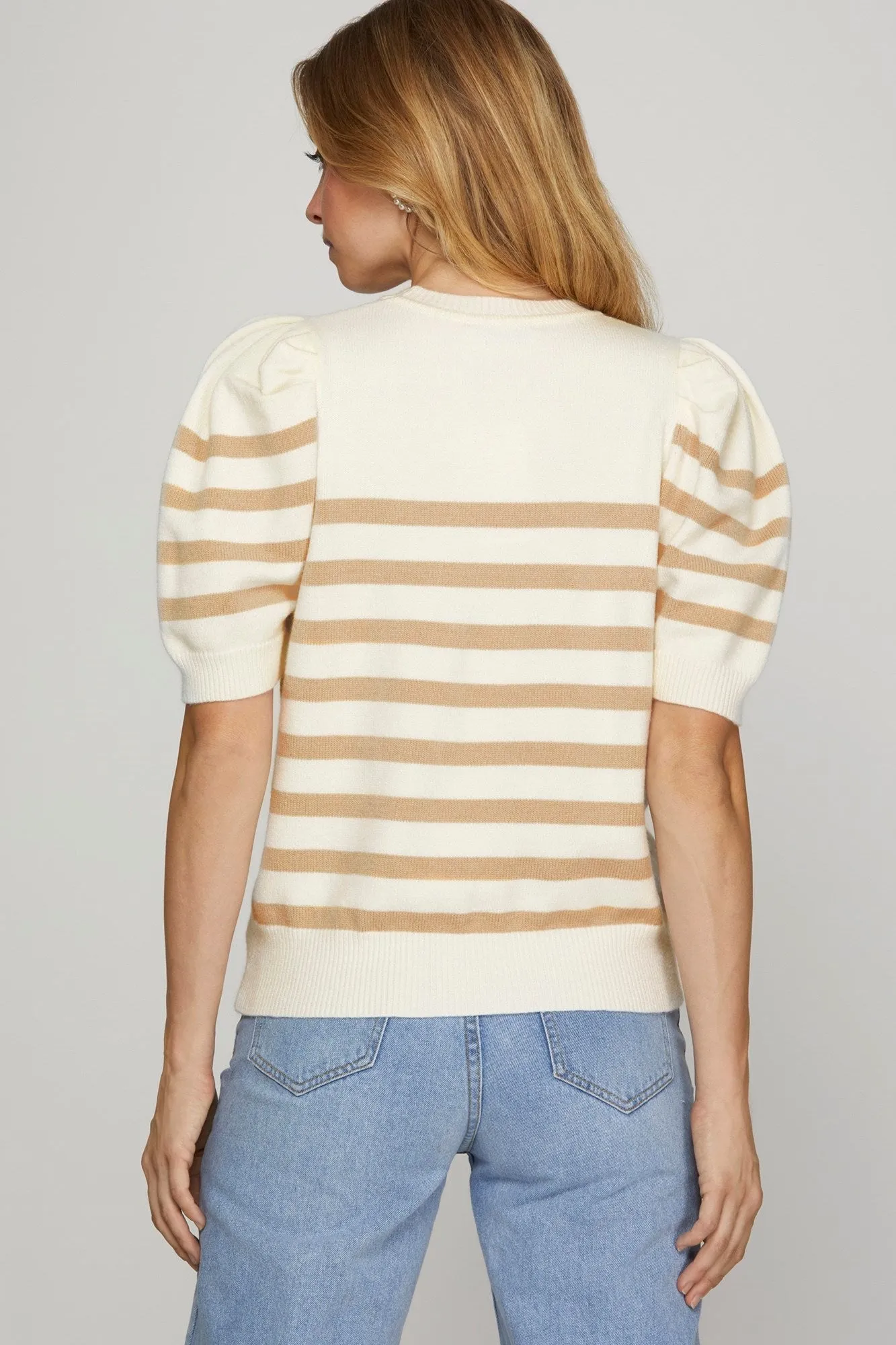 Mazie Striped Puff Sleeve Sweater