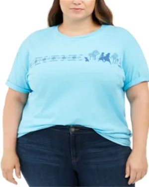 Mighty Fine Women's Trendy Plus Cotton Frozen Boyfriend T-Shirt Blue Size 3X | Blue