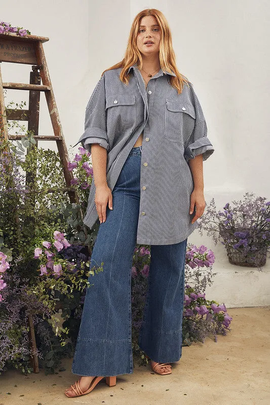 Oversized Shirt | Blue/White