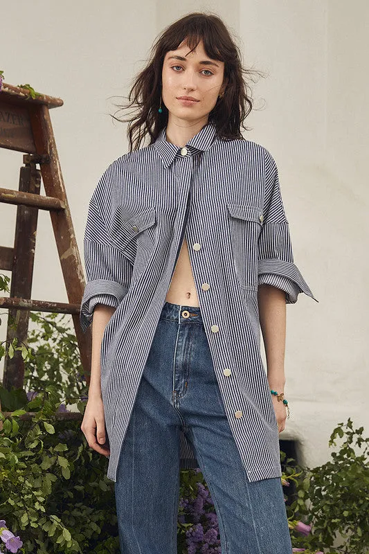 Oversized Shirt | Blue/White