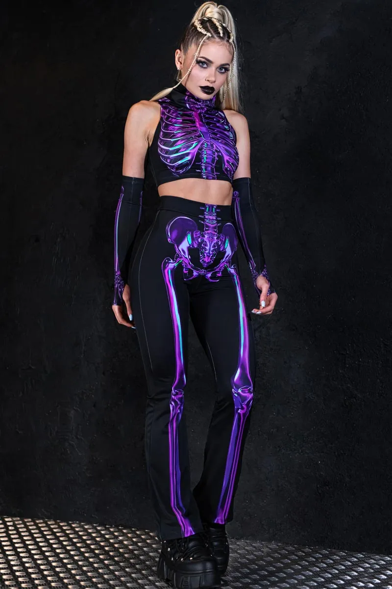 Purple Skeleton Flare Pants