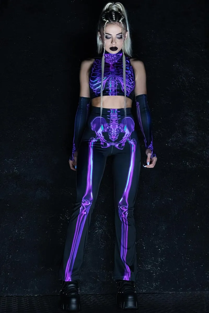Purple Skeleton Flare Pants