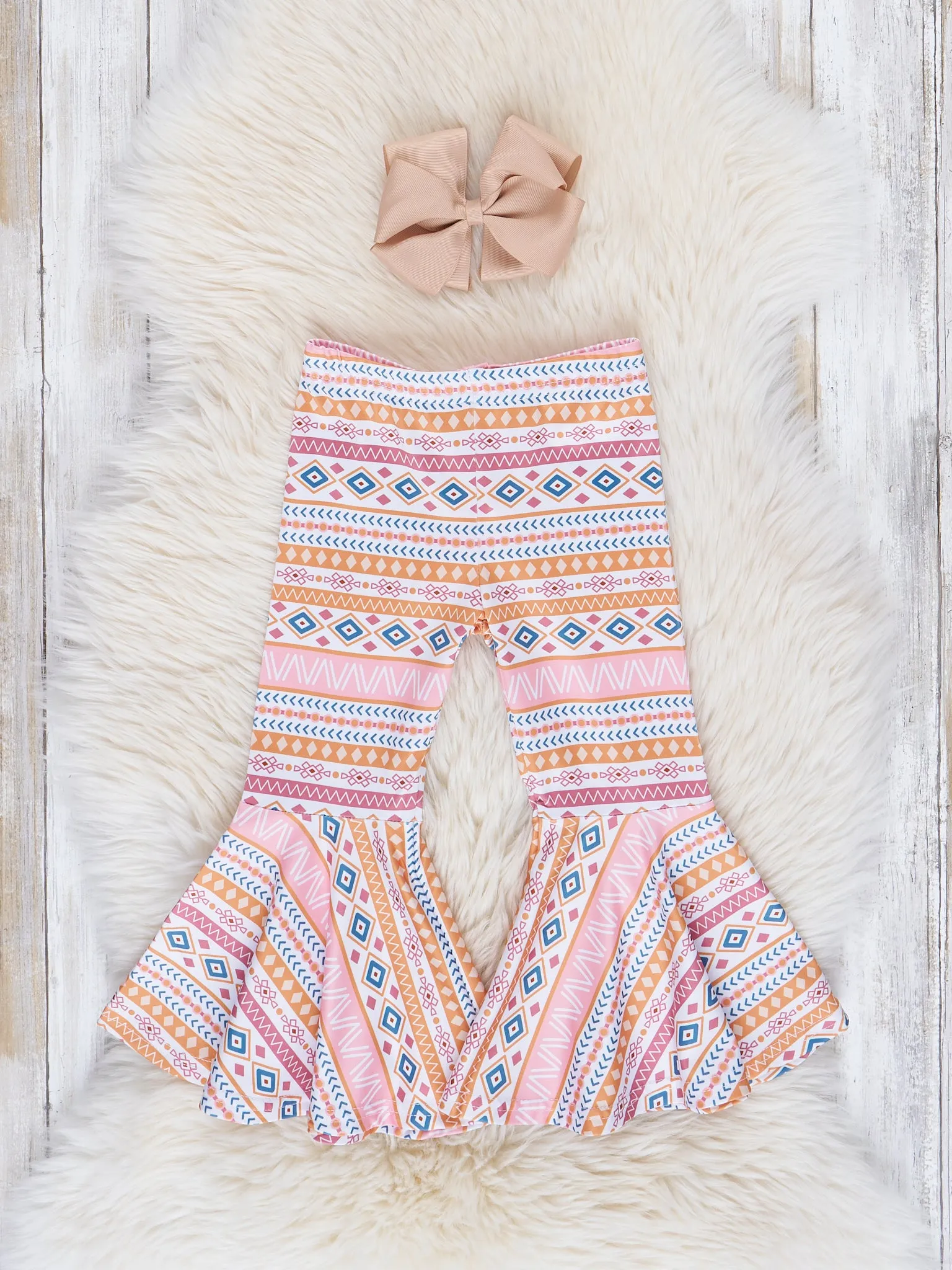 Retro Print Bell Bottom Pants